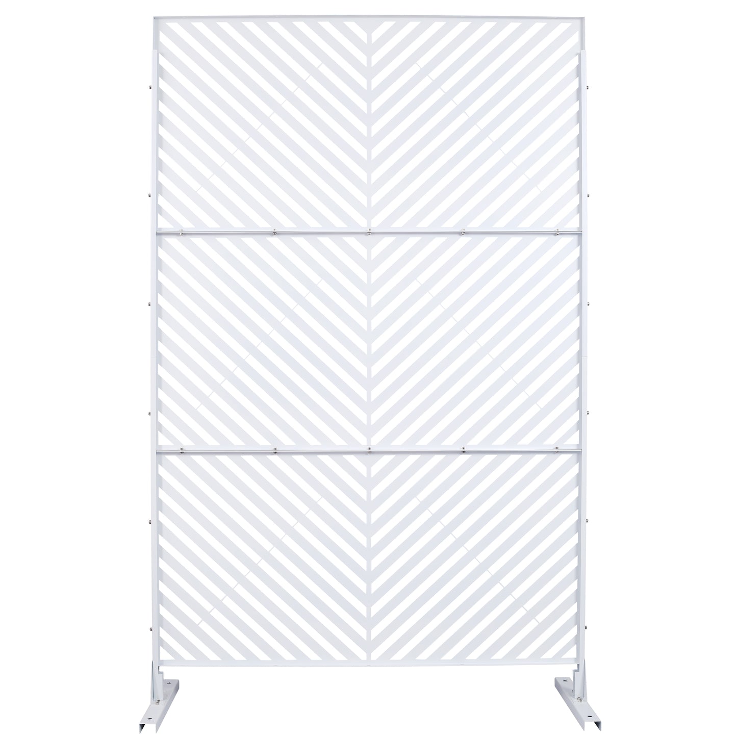 White metal room divider with chevron pattern for modern spaces