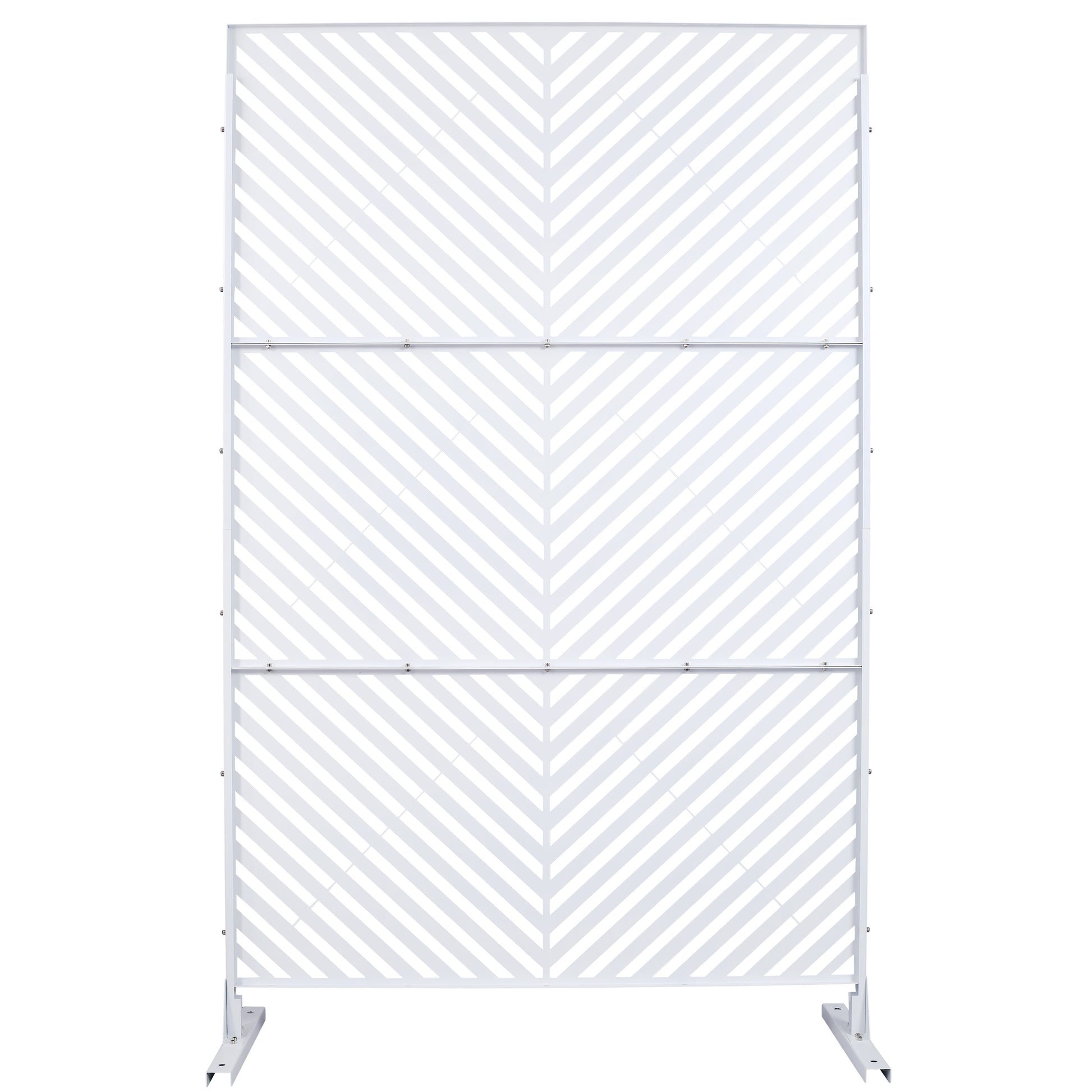 White metal room divider with chevron pattern for modern spaces