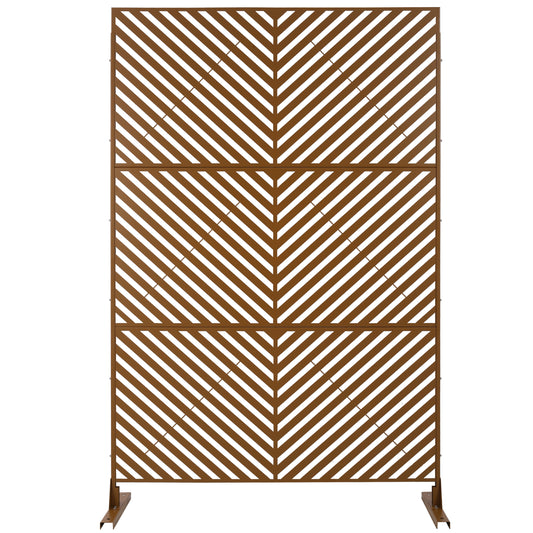 Bronze metal garden privacy screen with chevron pattern for outdoor decor