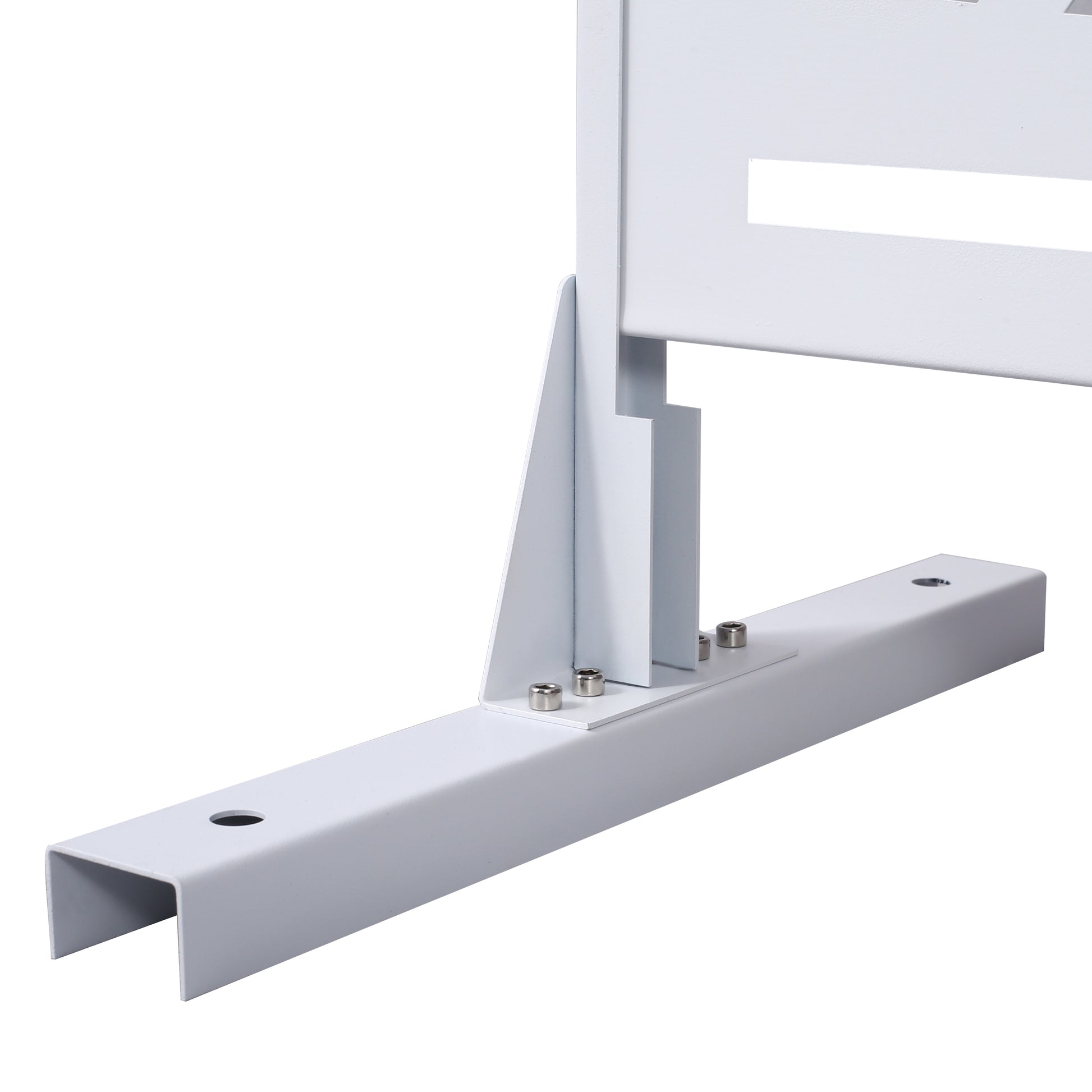 White metal mounting bracket with bolted base and angled support