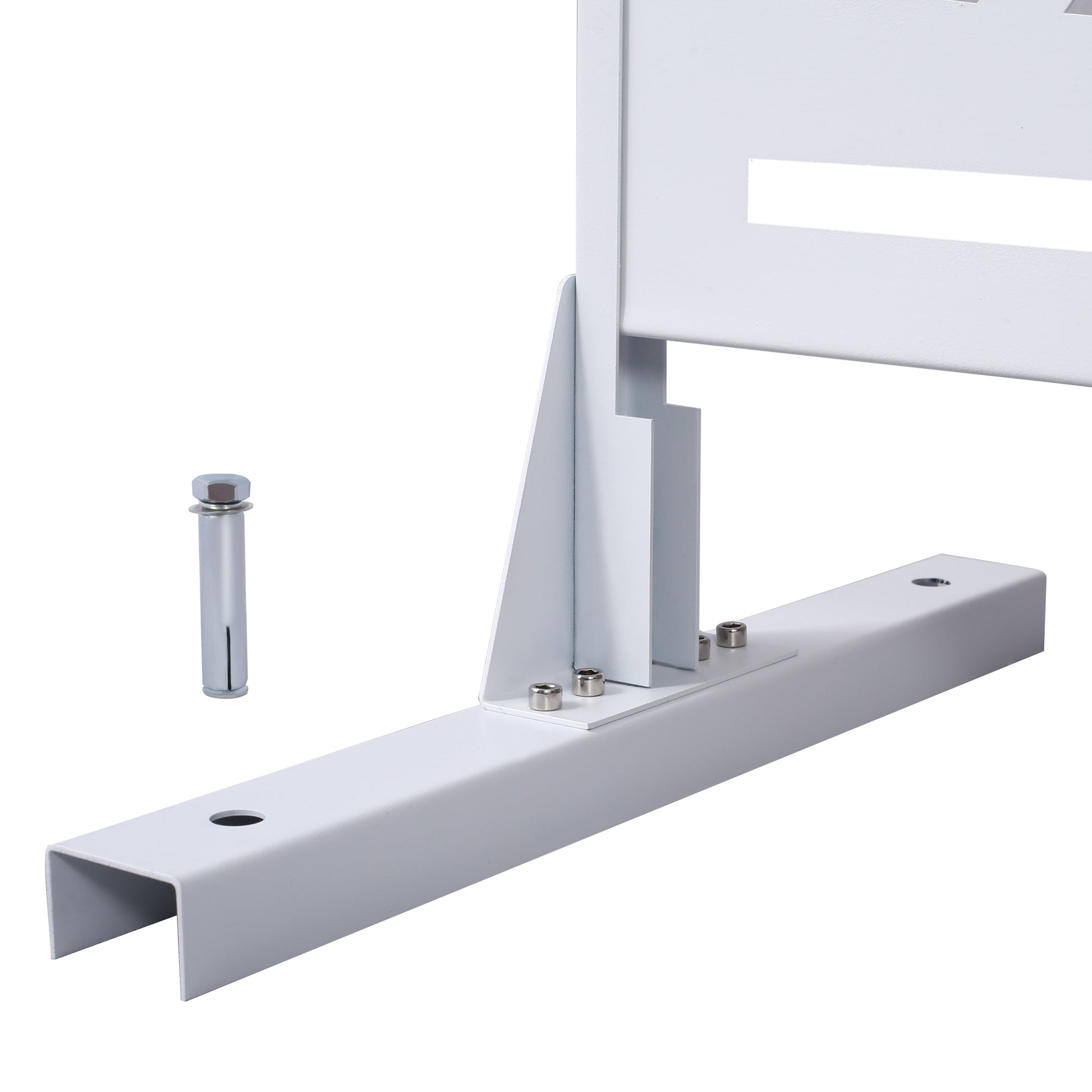 White metal bracket with bolt and anchor for secure mounting