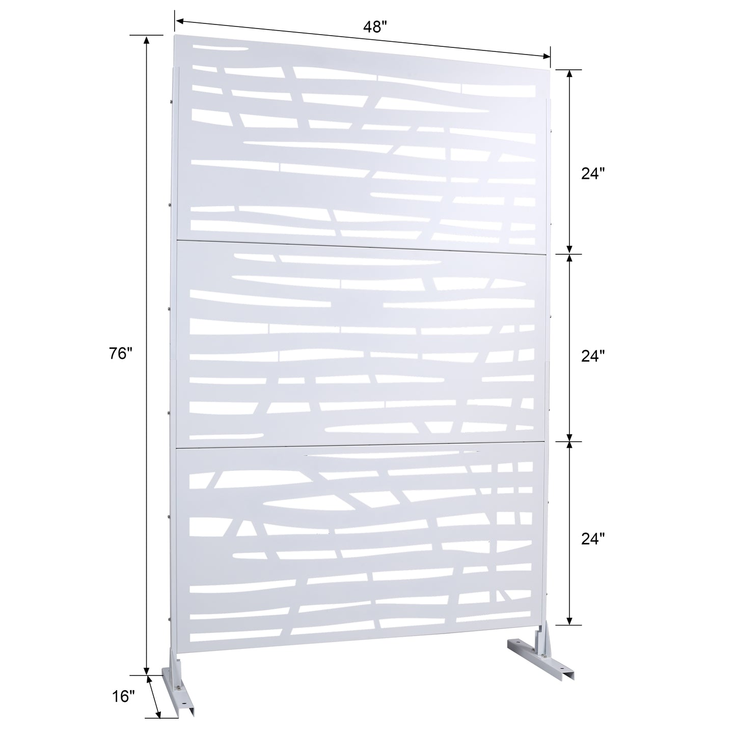 White metal decorative privacy screen with abstract wave pattern  high