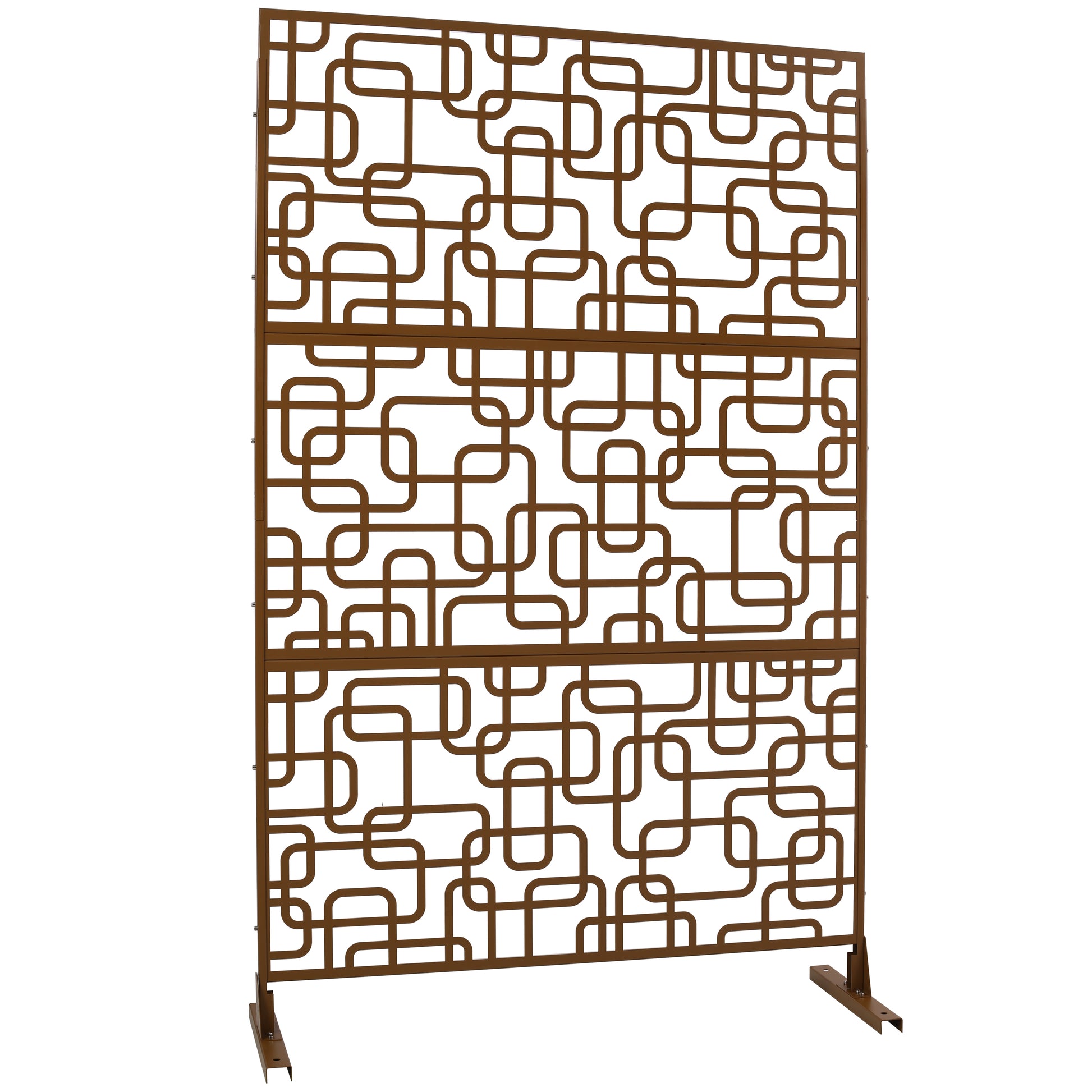 Bronze decorative screen with interlocking rounded rectangle pattern