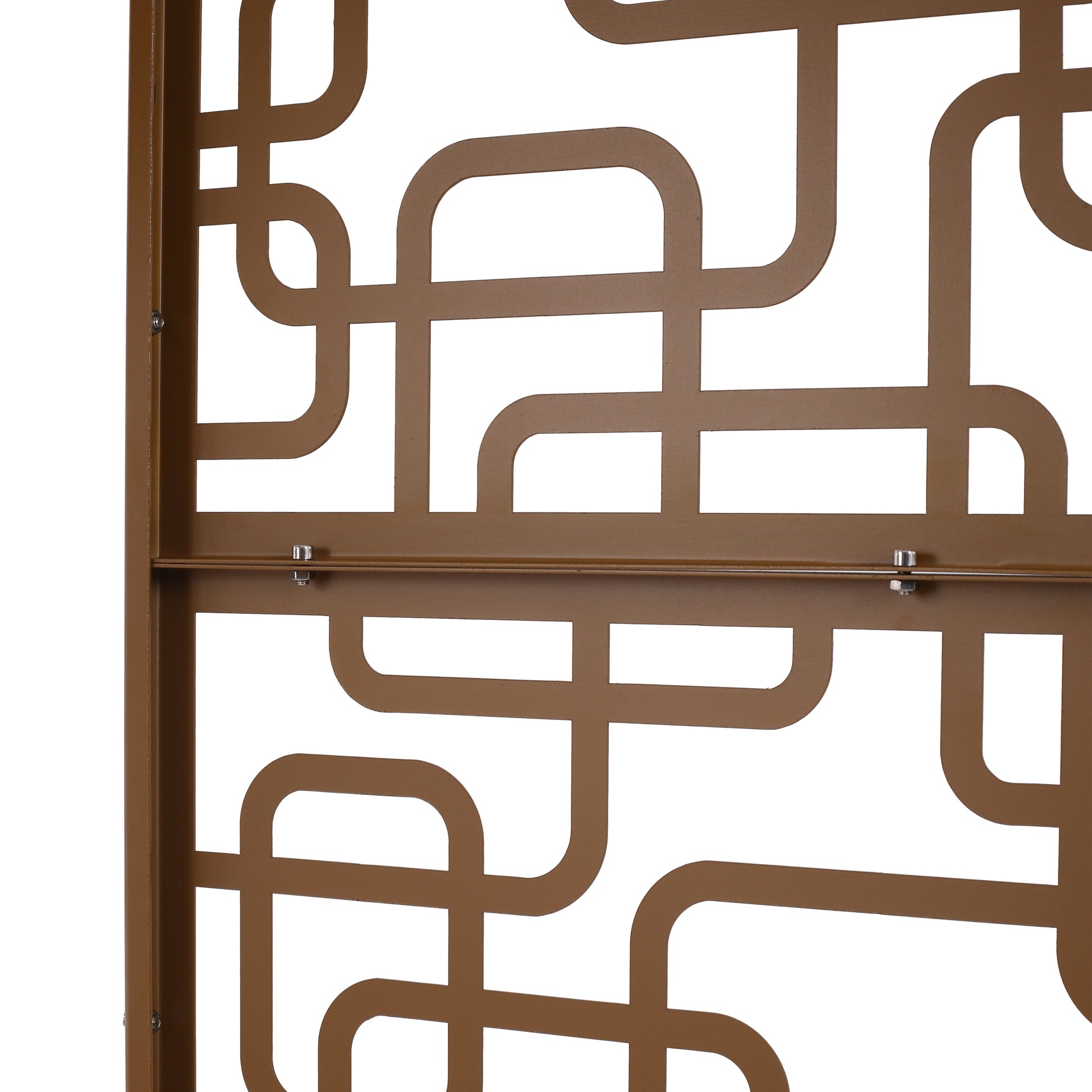 Bronze metal decorative screen with abstract curved line pattern