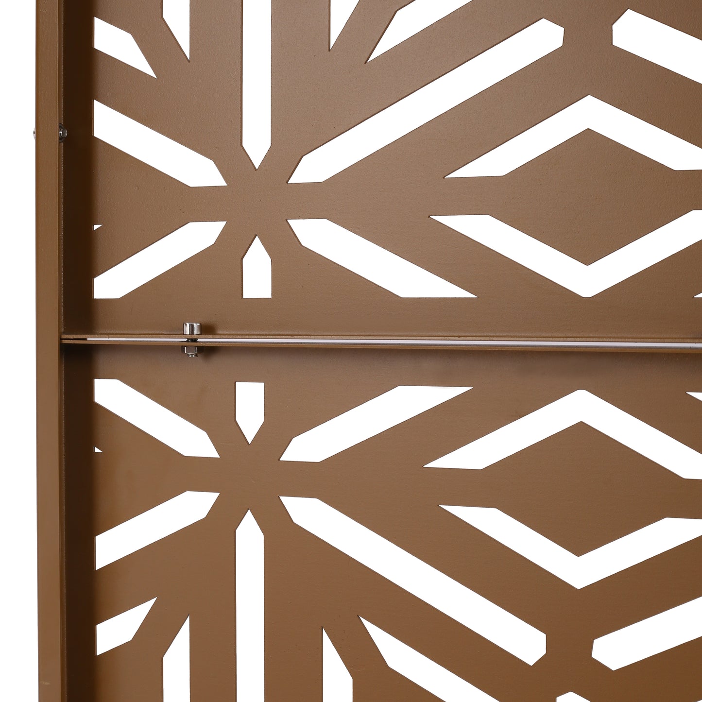 Bronze decorative metal panel with geometric cutouts for garden screens