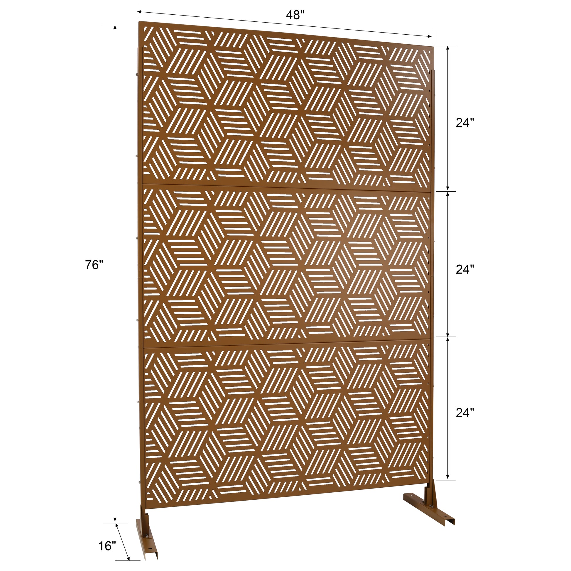 Bronze decorative screen with geometric cube pattern  inches tall