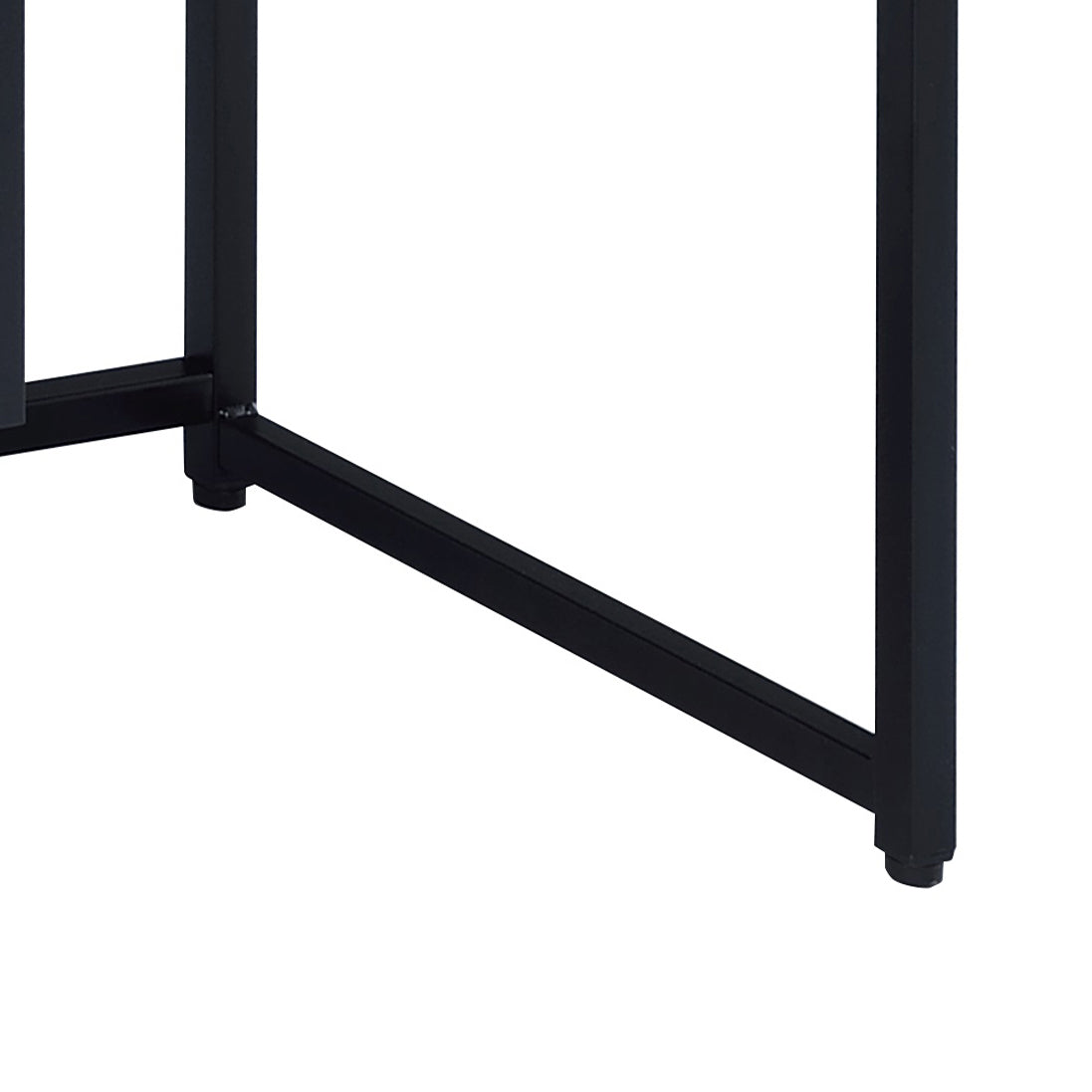 Black metal desk leg with angled support for stability