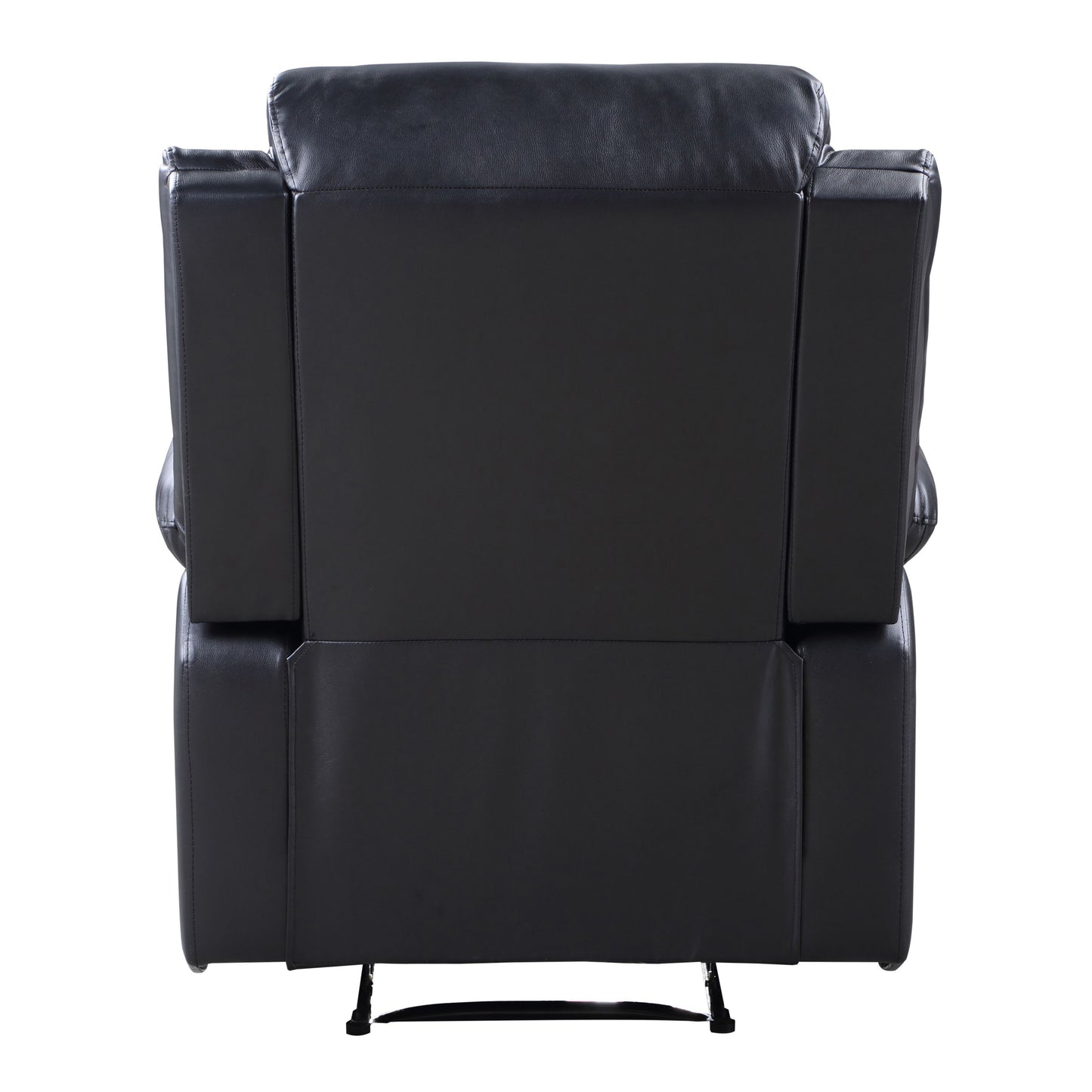 Black leather recliner chair back view plush cushioning modern design