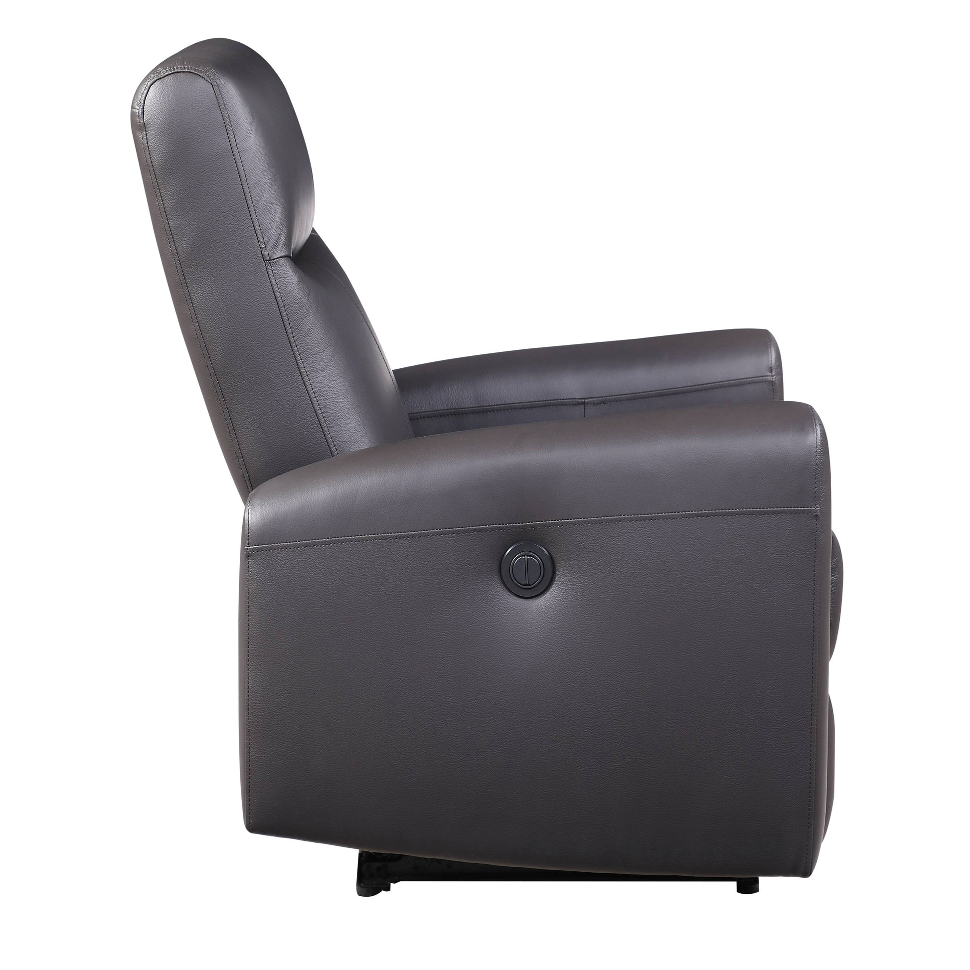 Modern grey leather recliner chair with side power control for ultimate comfort