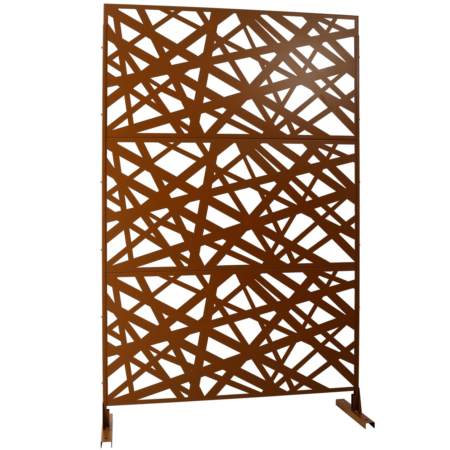 Rusty metal garden screen with abstract pattern ideal for outdoor privacy