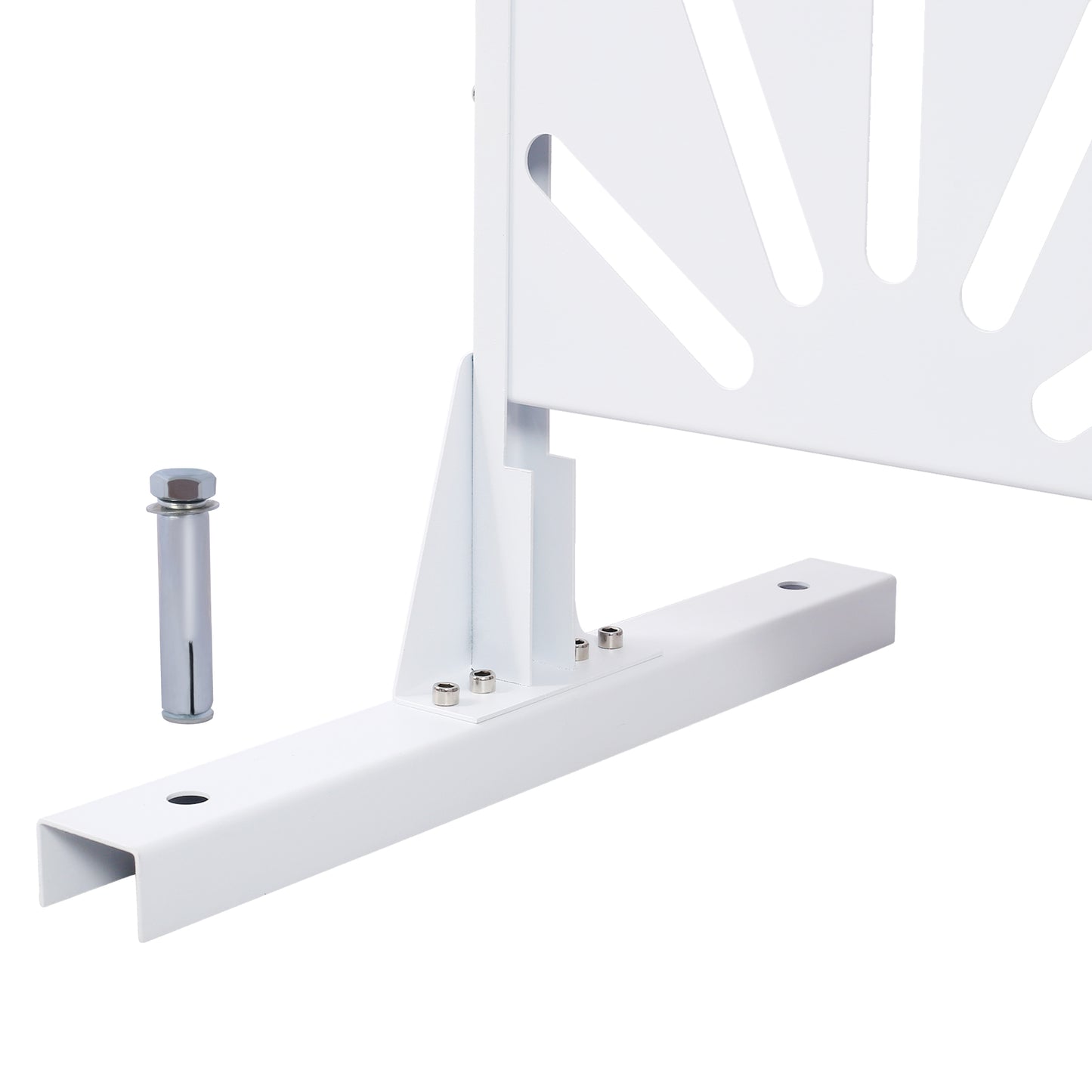 White metal bracket with anchor bolt for secure mounting