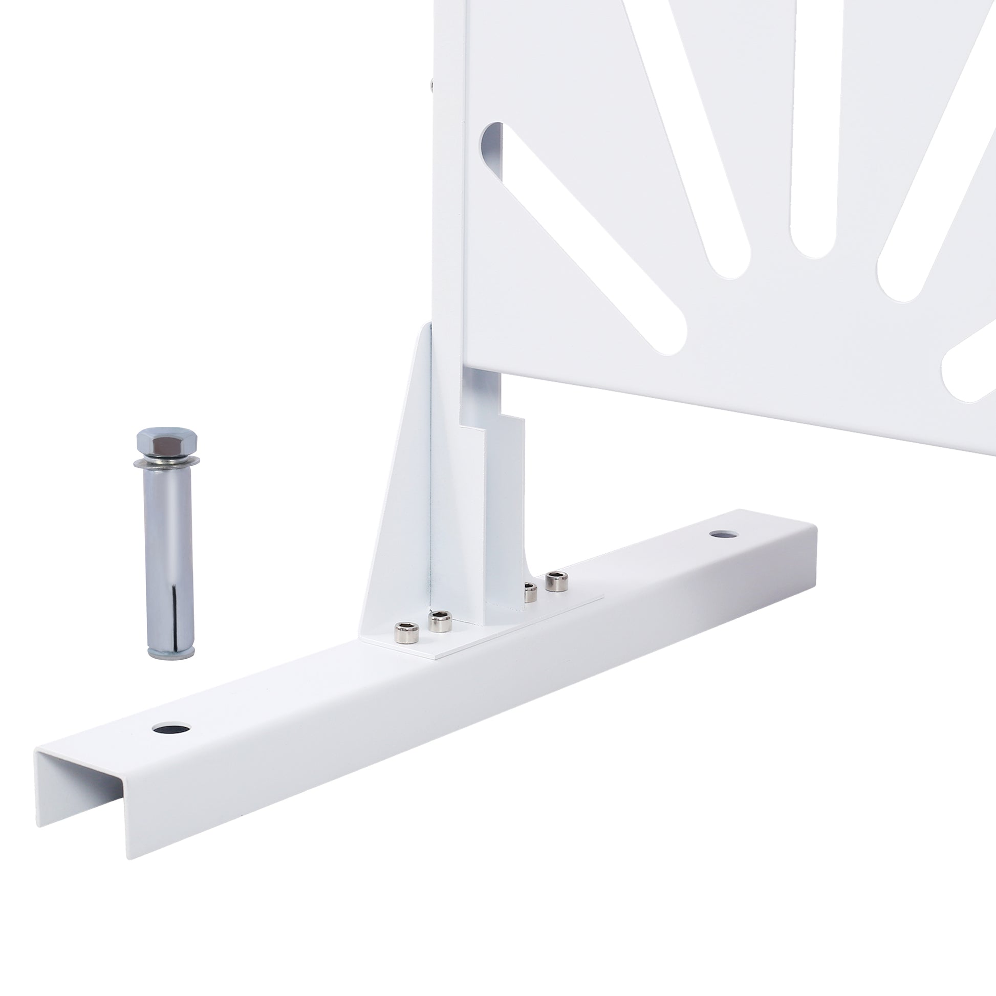 White metal bracket with anchor bolt for secure mounting