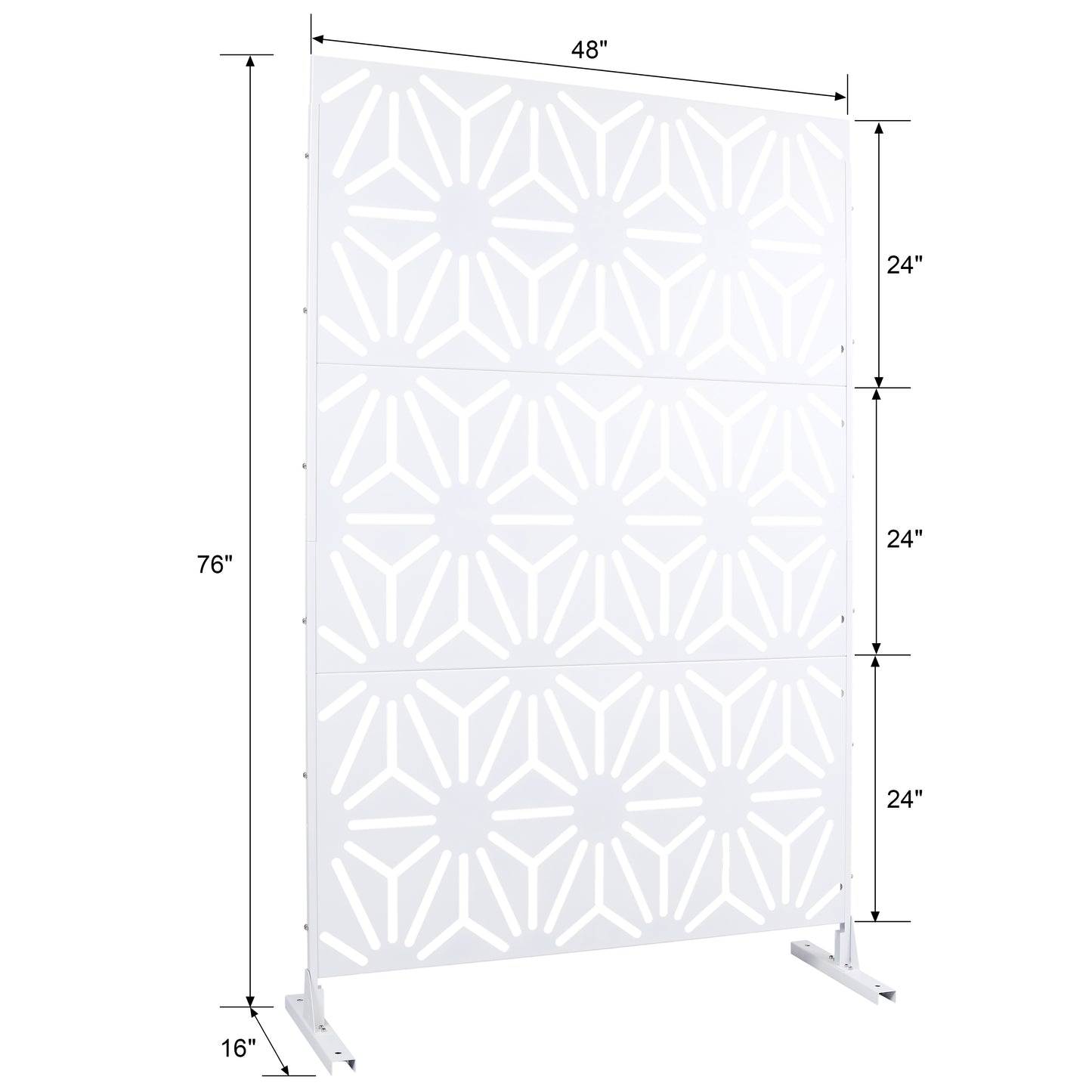 White modern room divider screen with geometric pattern  height