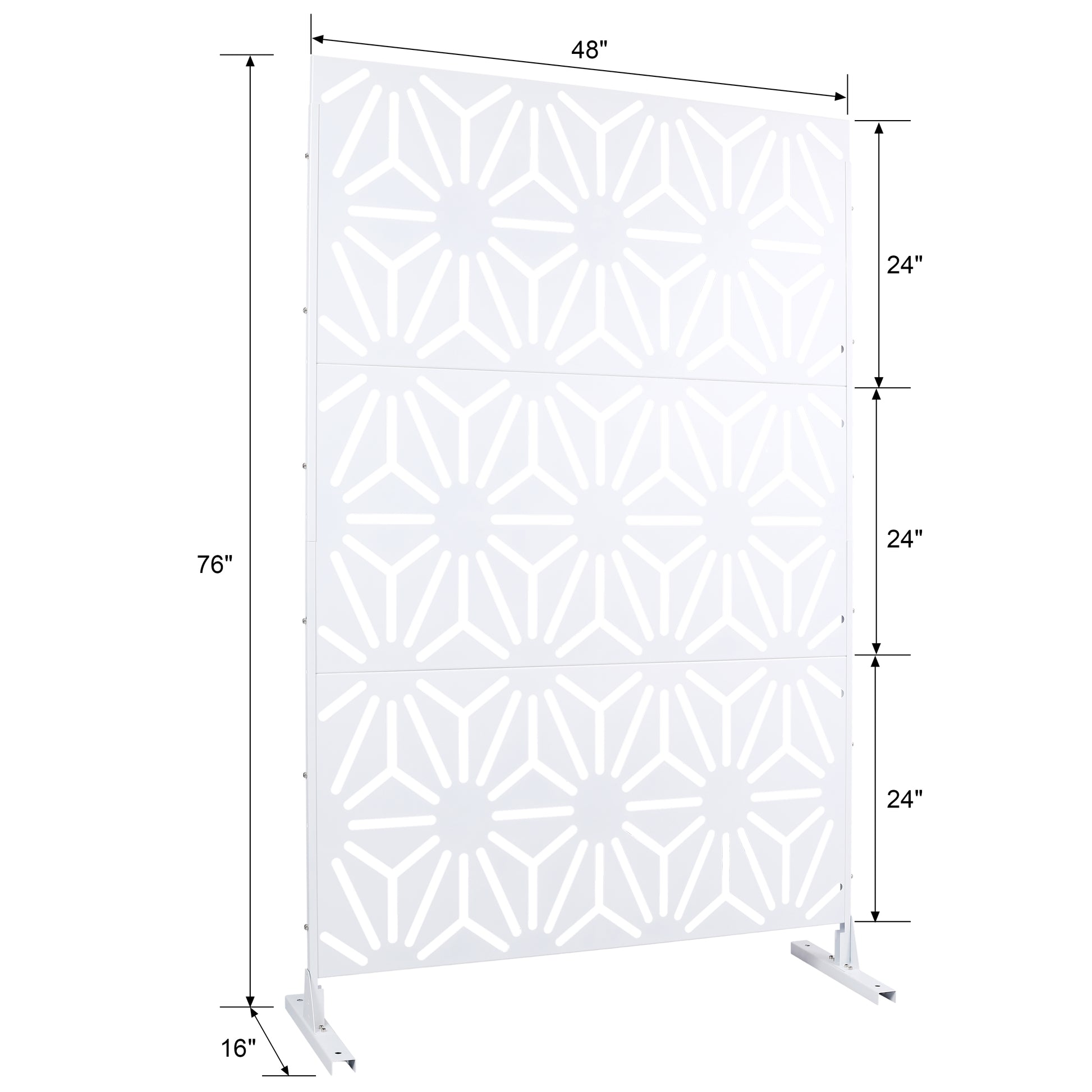 White modern room divider screen with geometric pattern  height
