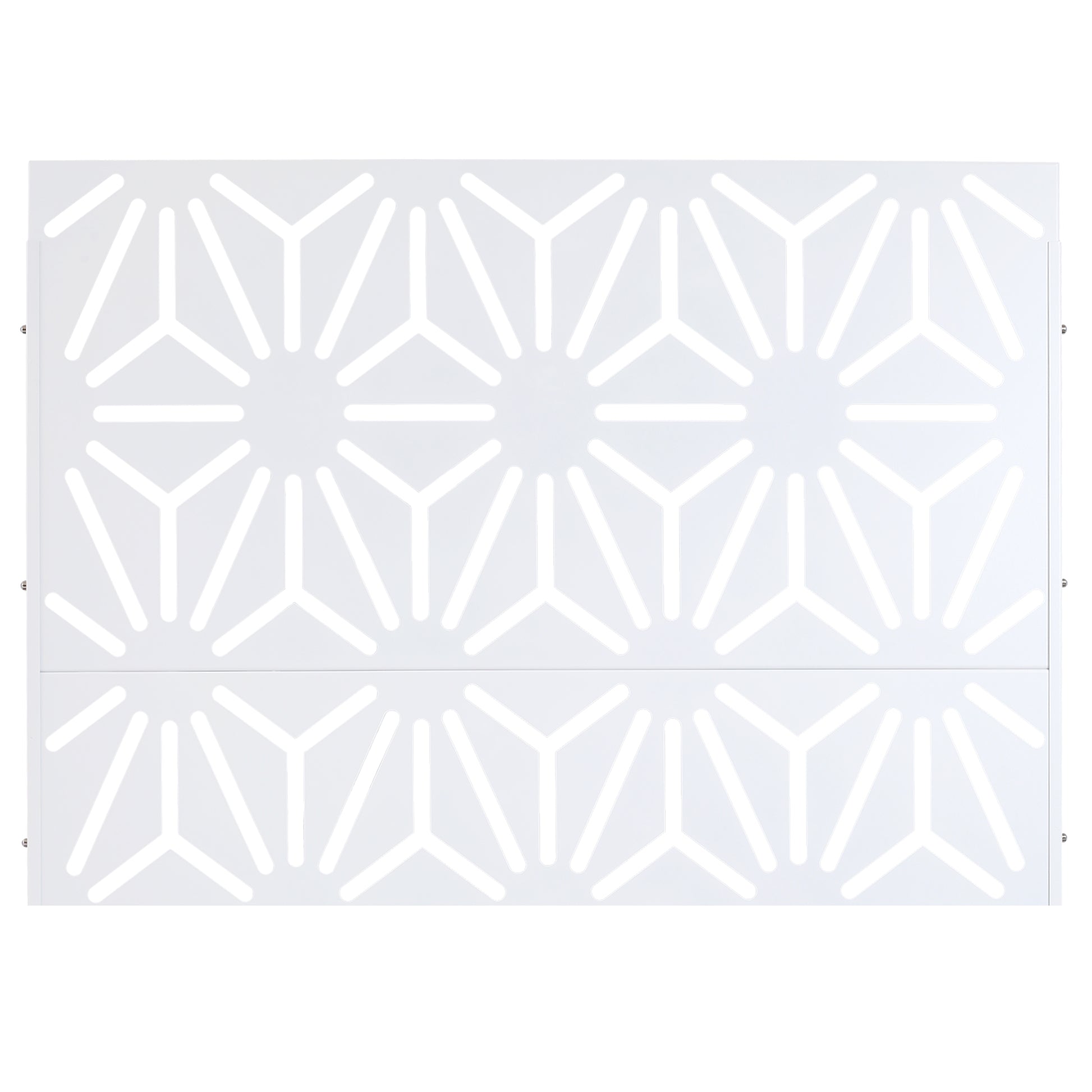 White geometric metal panel with a starburst pattern ideal for decorative screens