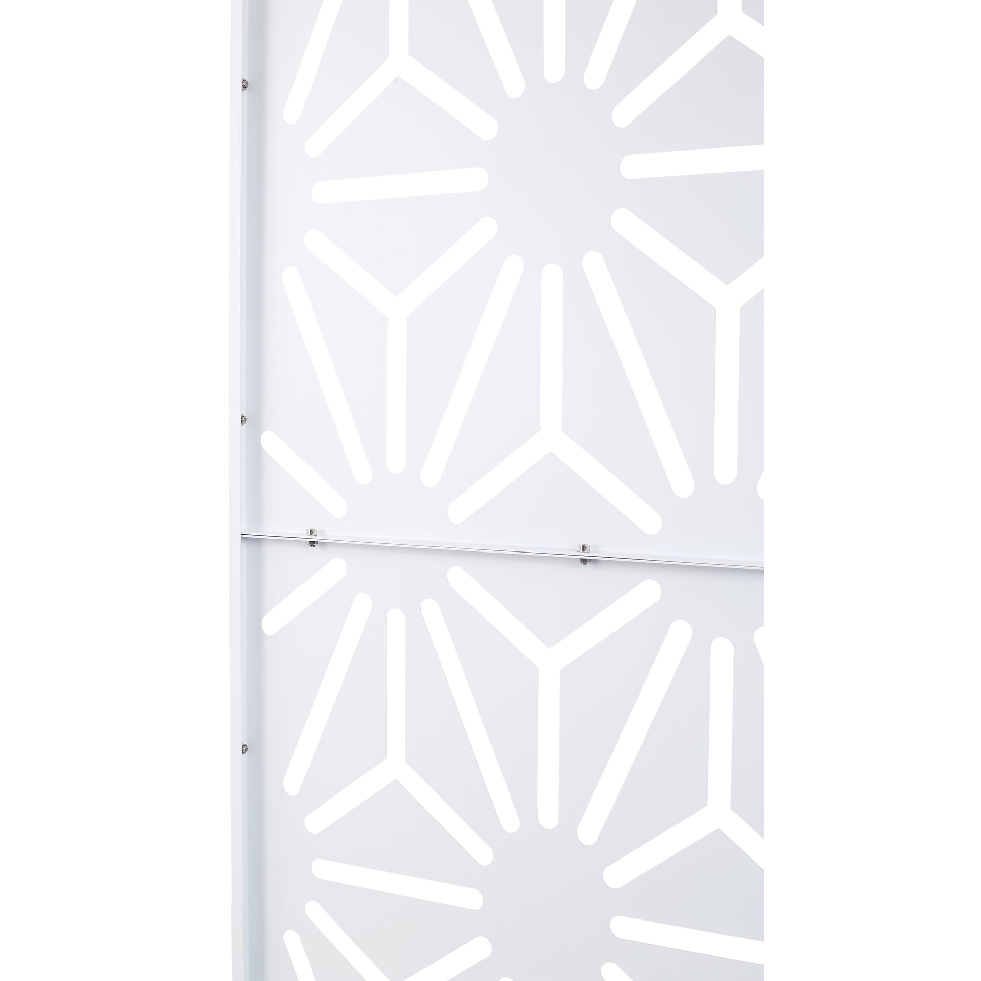 White geometric panel with cutout starburst pattern ideal for decorative screens