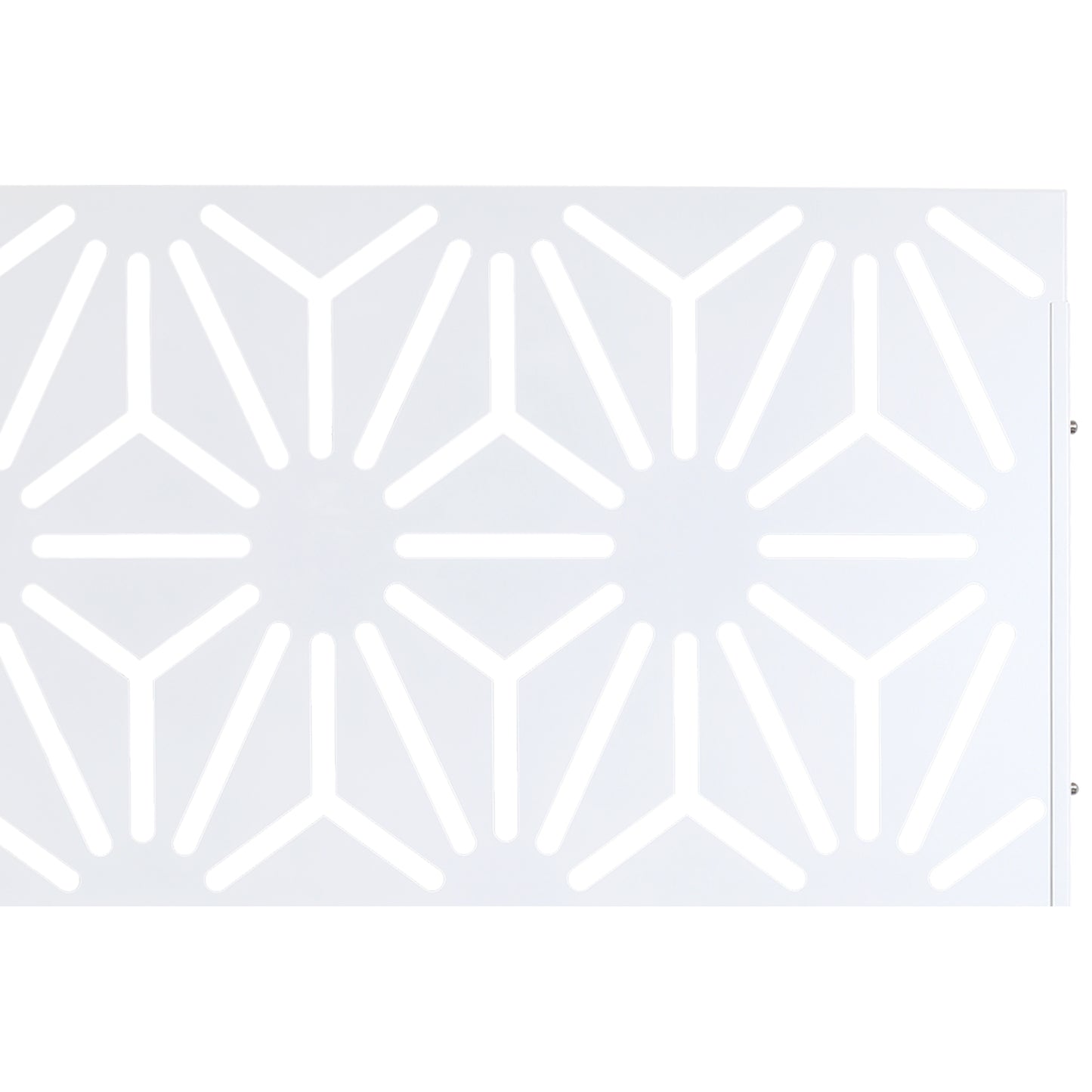 White geometric lasercut metal decorative screen with hexagonal pattern
