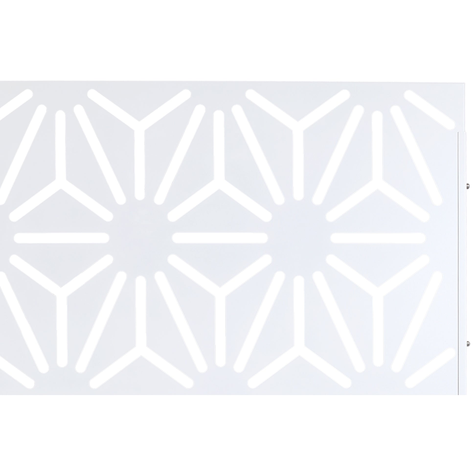 White geometric lasercut metal decorative screen with hexagonal pattern