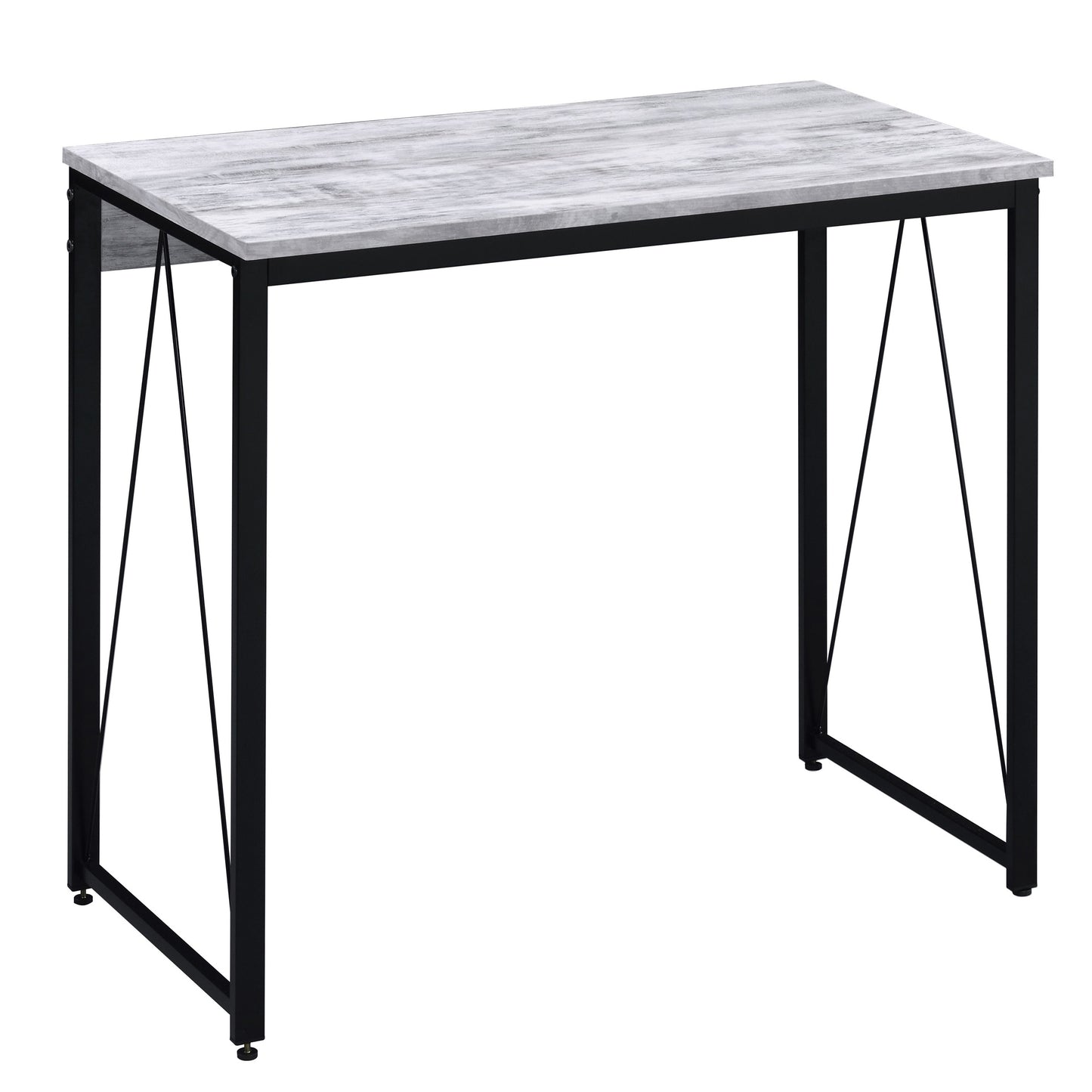 Rustic wood top desk with black metal legs ideal for home office setups