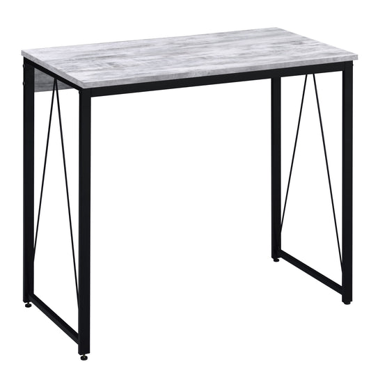 Rustic wood top desk with black metal legs ideal for home office setups