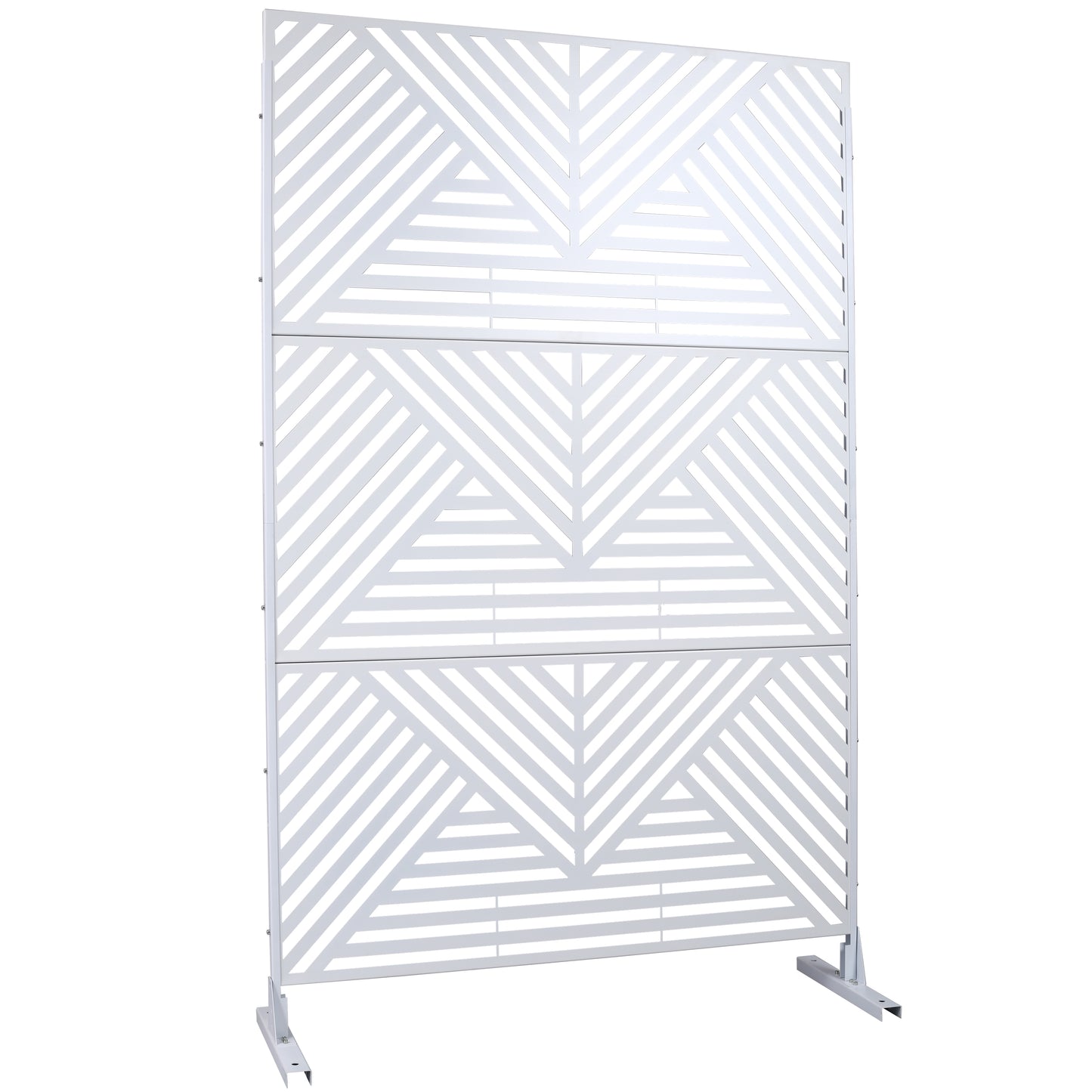 Modern white metal decorative screen with geometric pattern perfect for room divider
