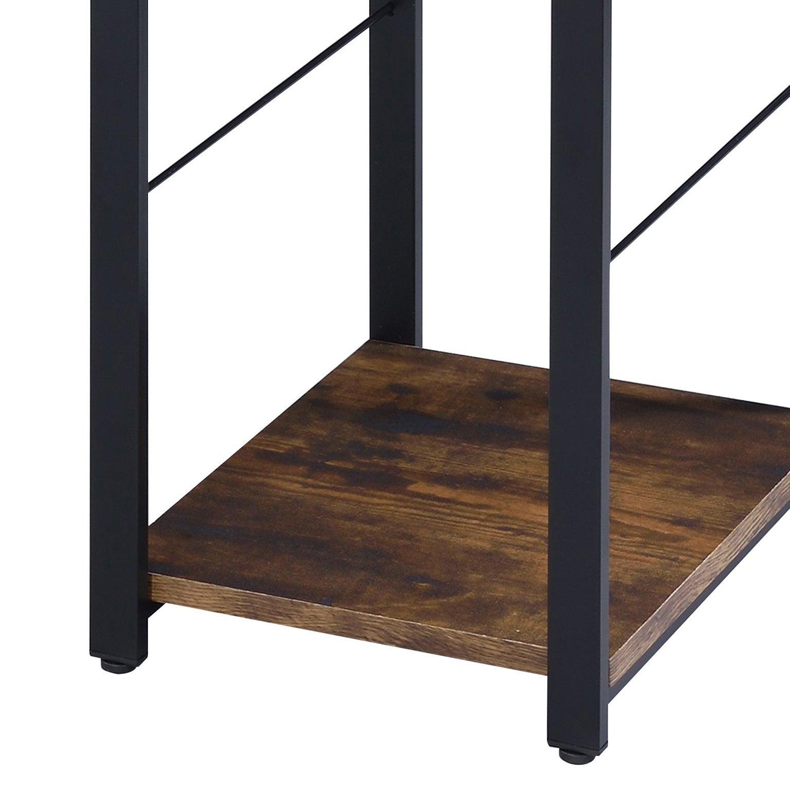 Rustic wooden shelf with black metal frame modern industrial style accent table