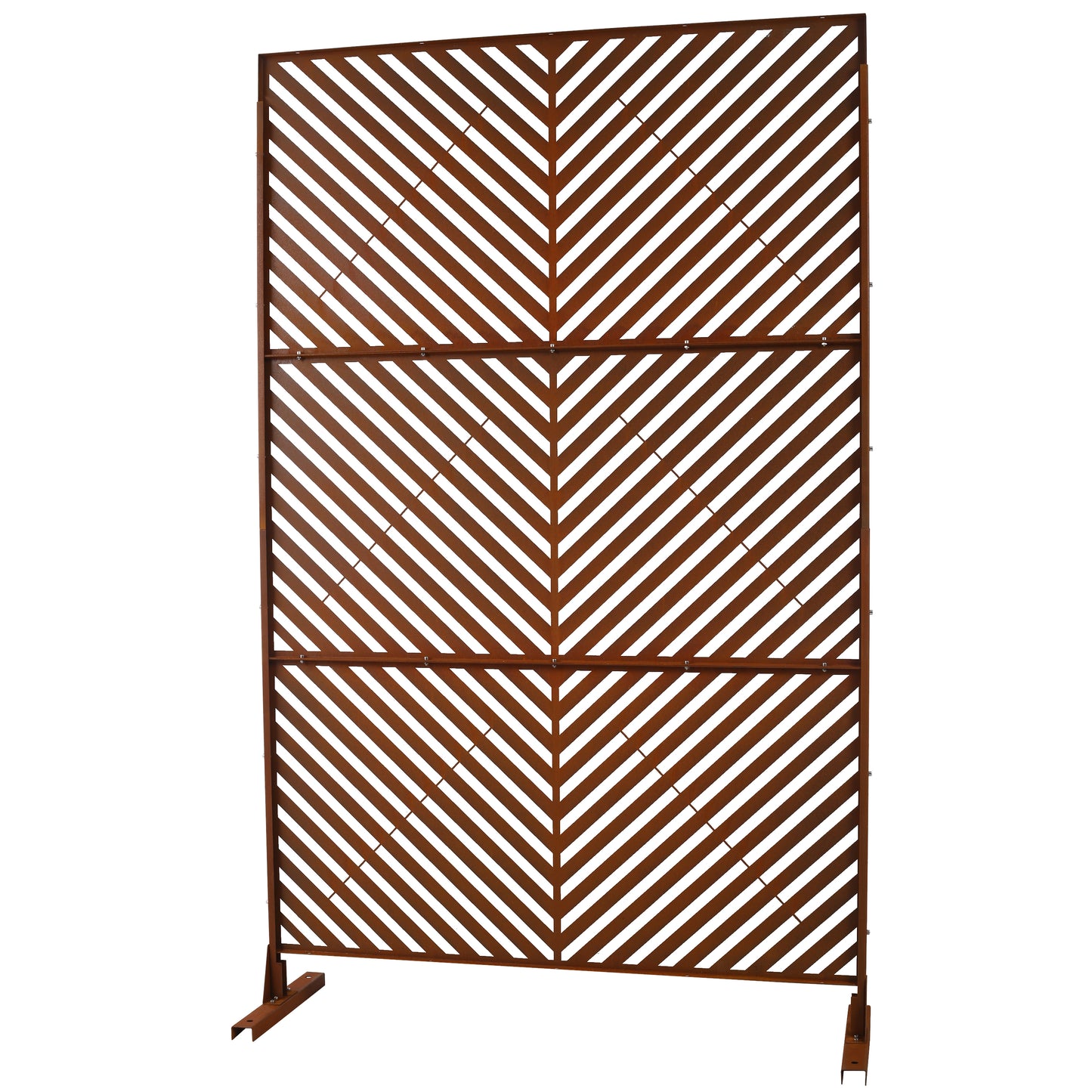 Rustic metal garden screen with chevron pattern ideal for outdoor privacy