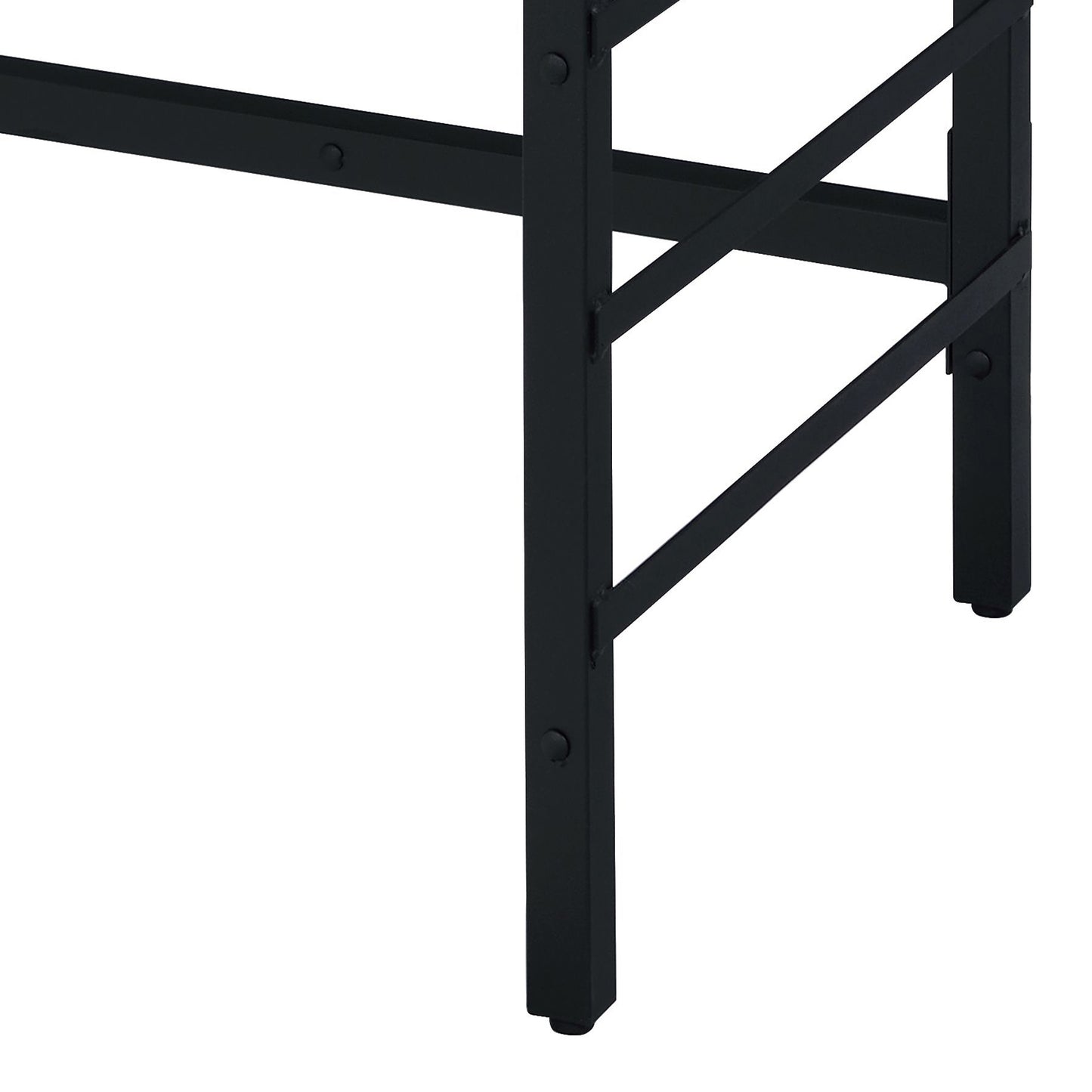 Black metal table legs with Xbrace support for a modern dining table