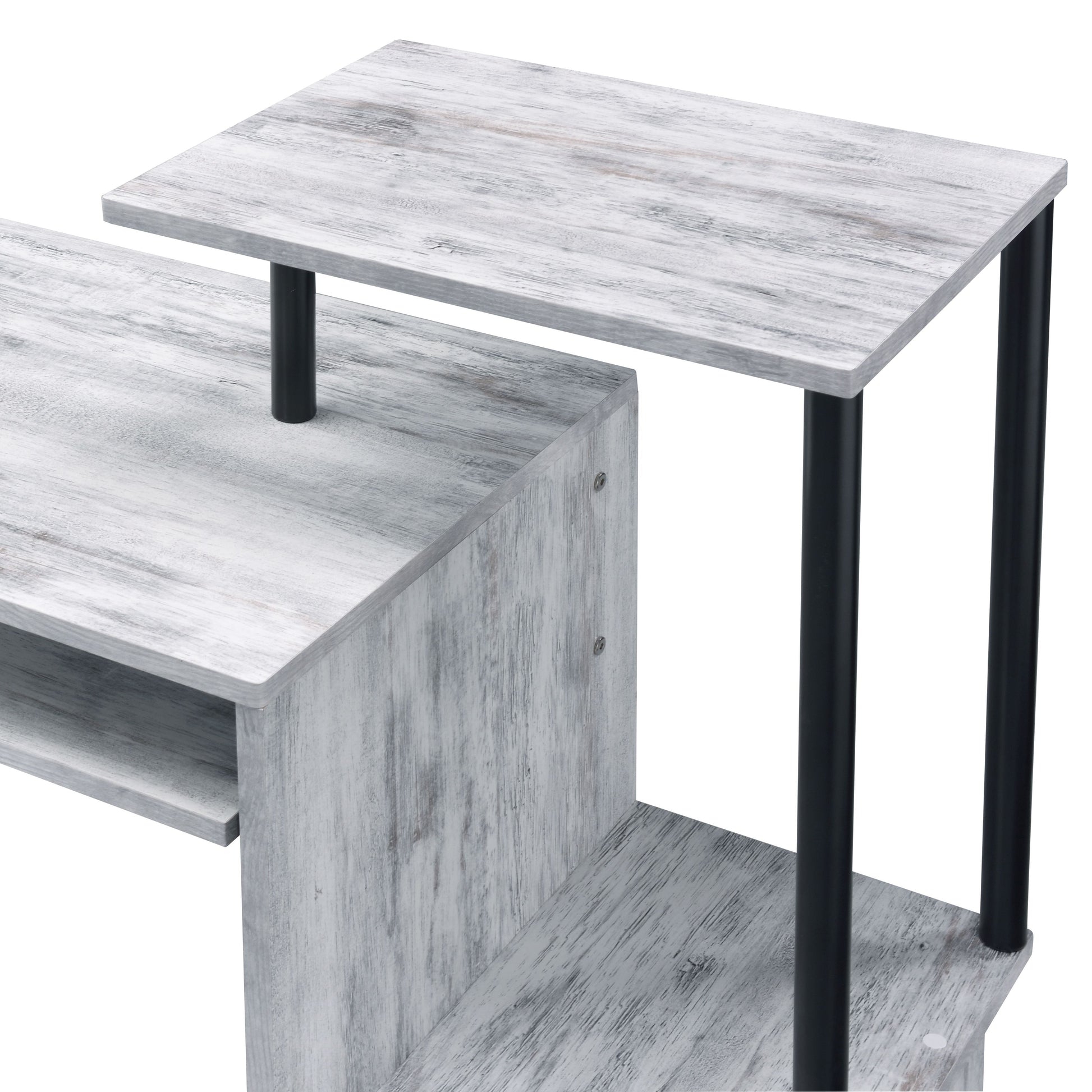 Rustic whitewashed wood shelf unit with black metal legs modern storage solution