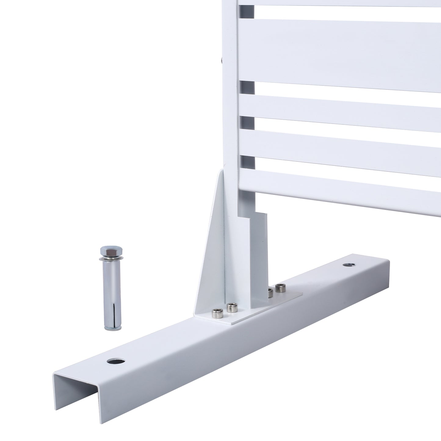 White metal radiator bracket with mounting hardware included