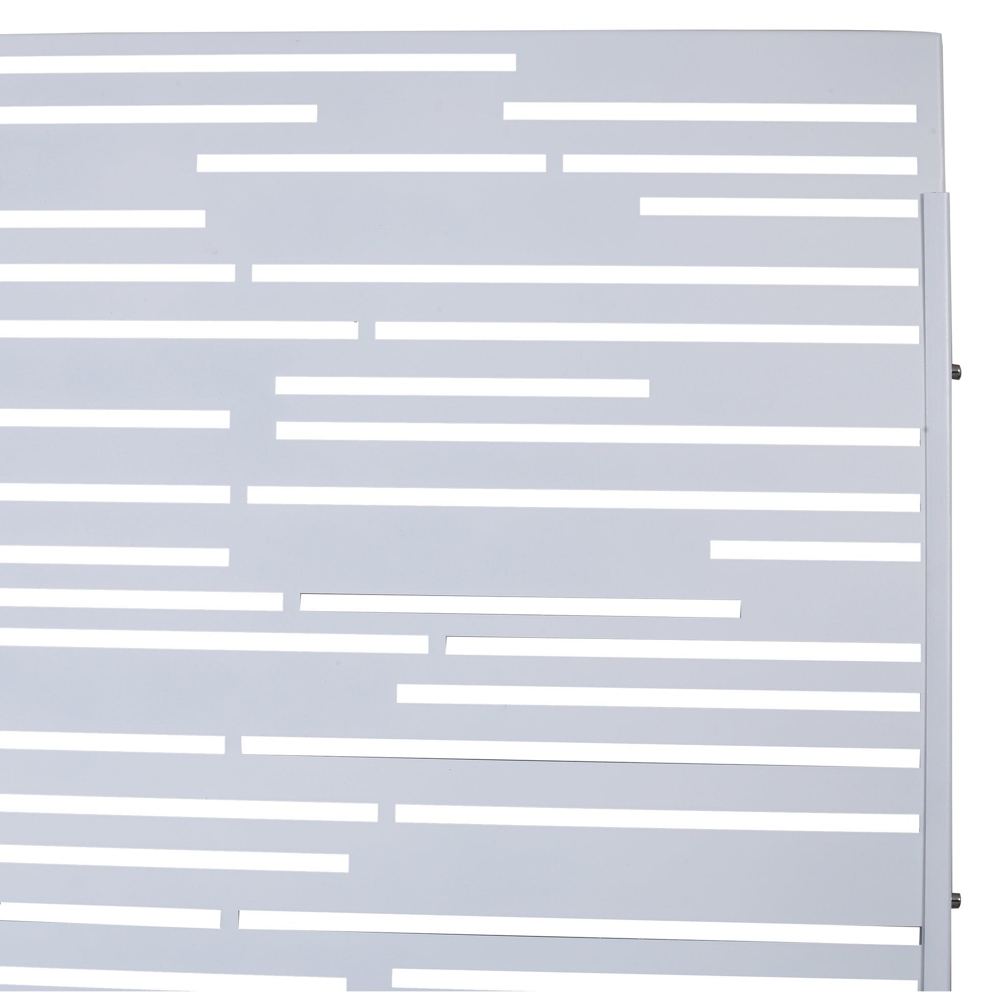 Modern grey metal decorative panel with horizontal cutout slats suitable for garden screens