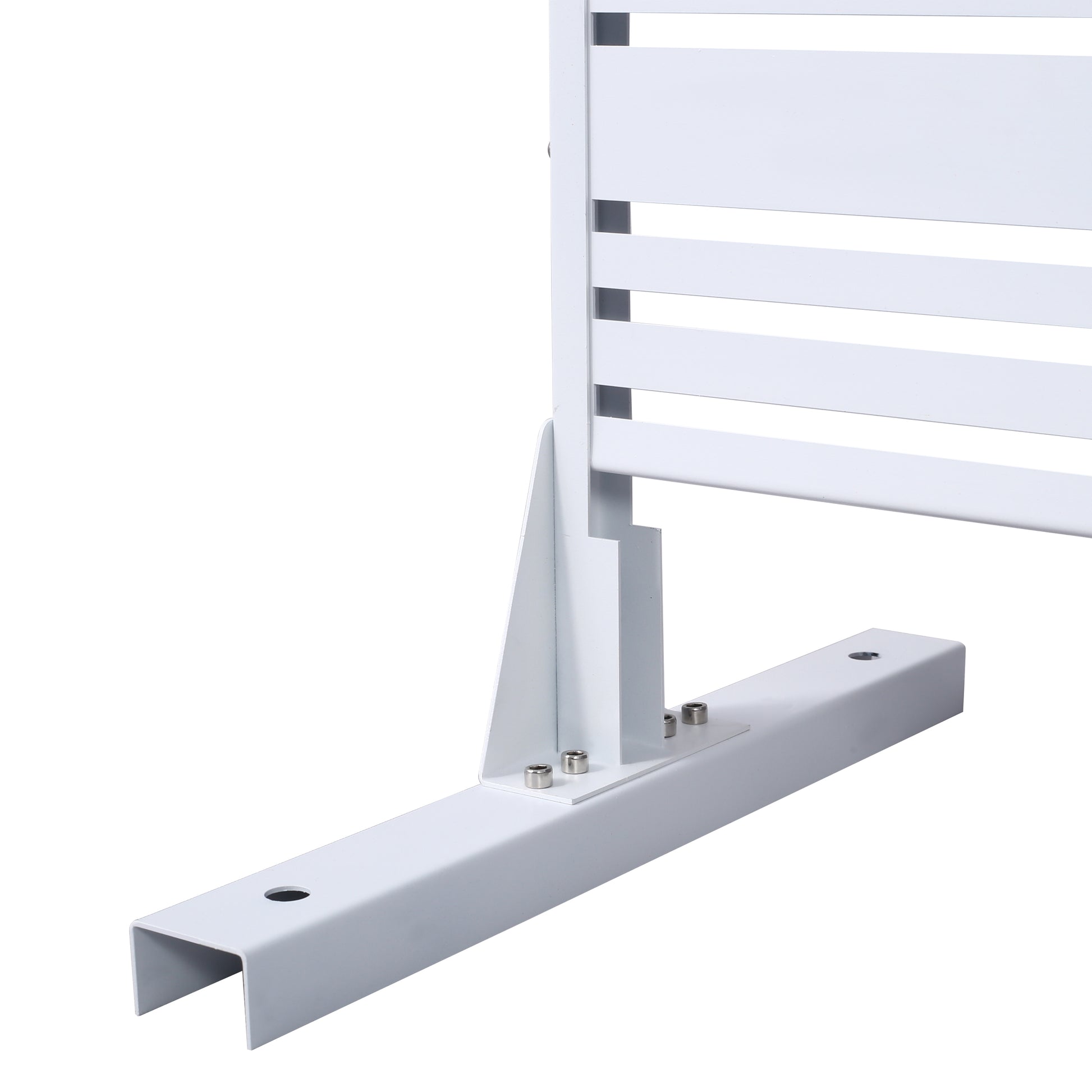 White metal towel rack mounting bracket with horizontal slats