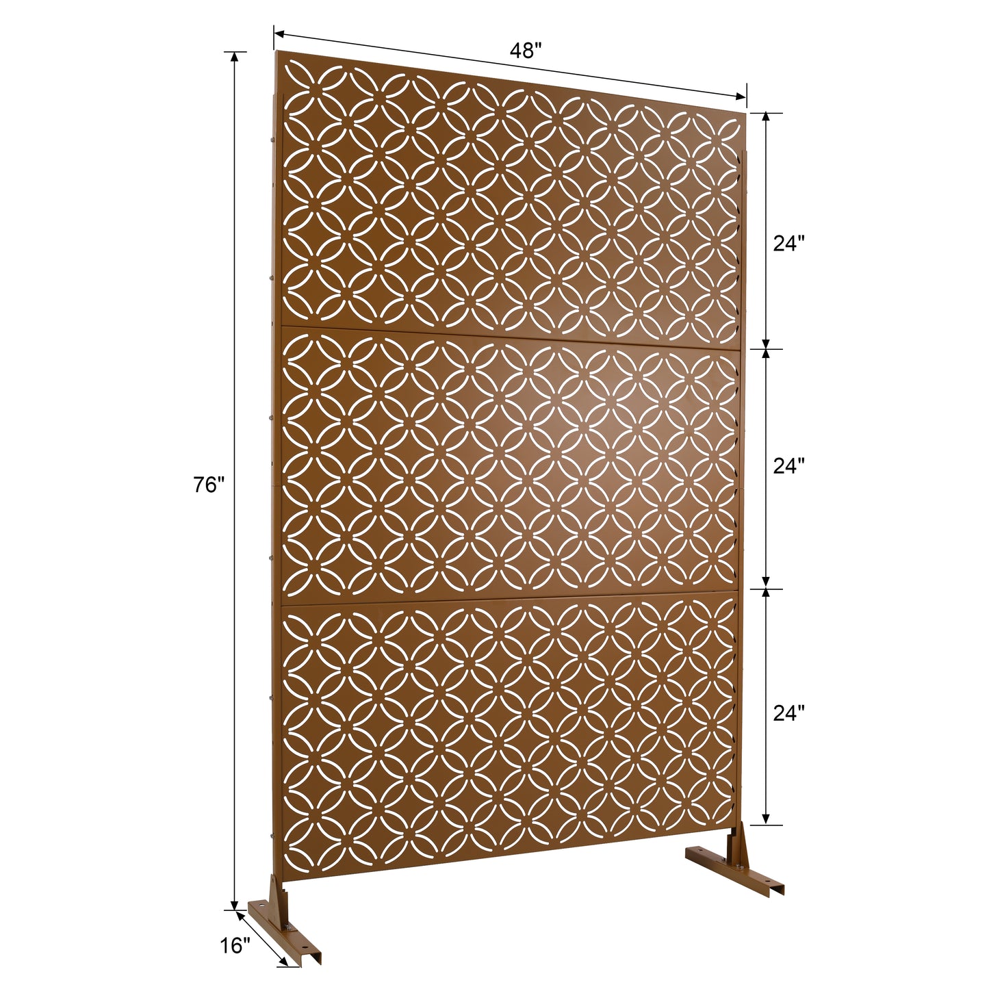 Bronze garden screen panel with geometric quatrefoil pattern x inches