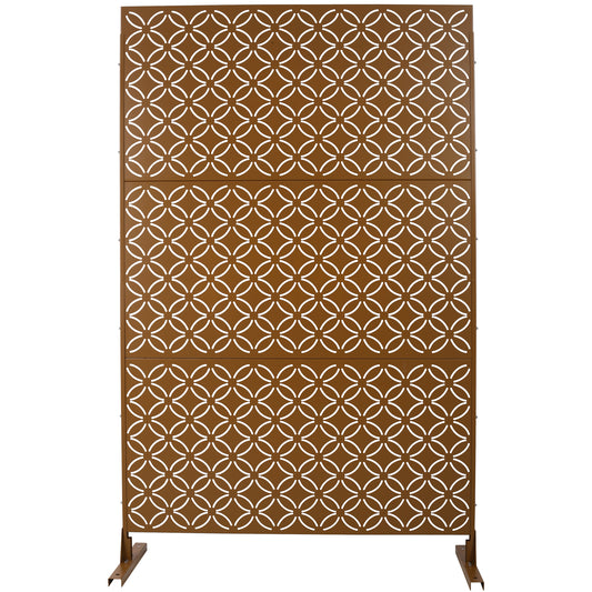 Bronze metal outdoor screen with geometric interlocking circle pattern  panels