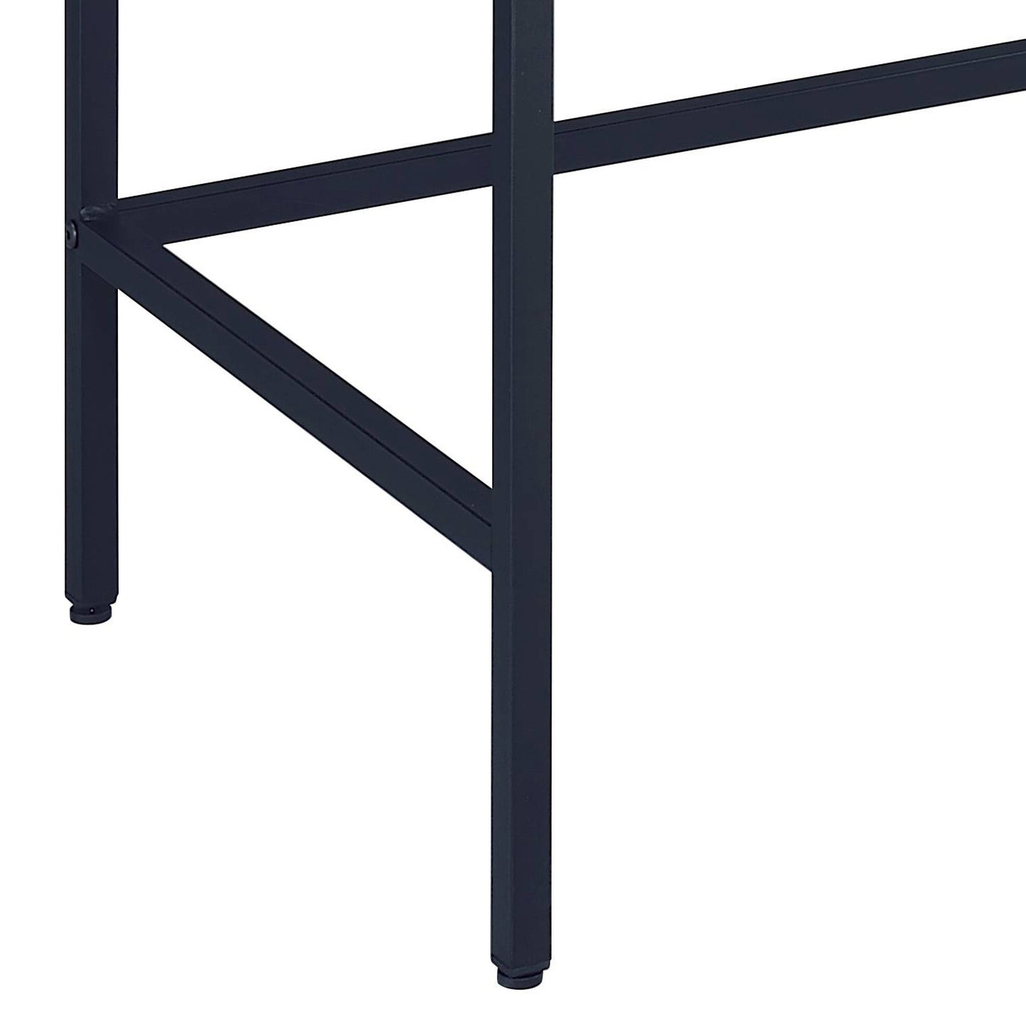 Dark blue metal table legs with geometric support beams