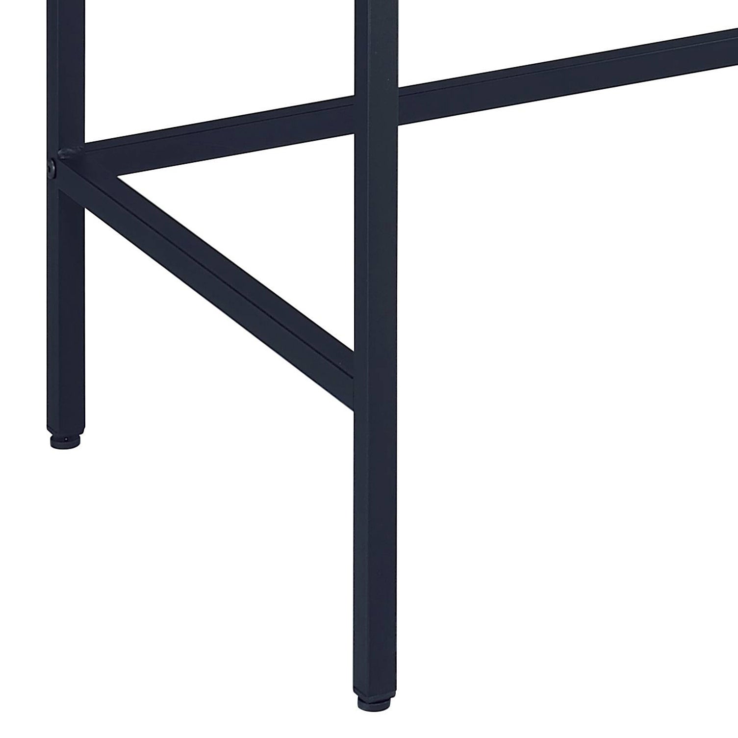 Dark blue metal table legs with geometric support beams