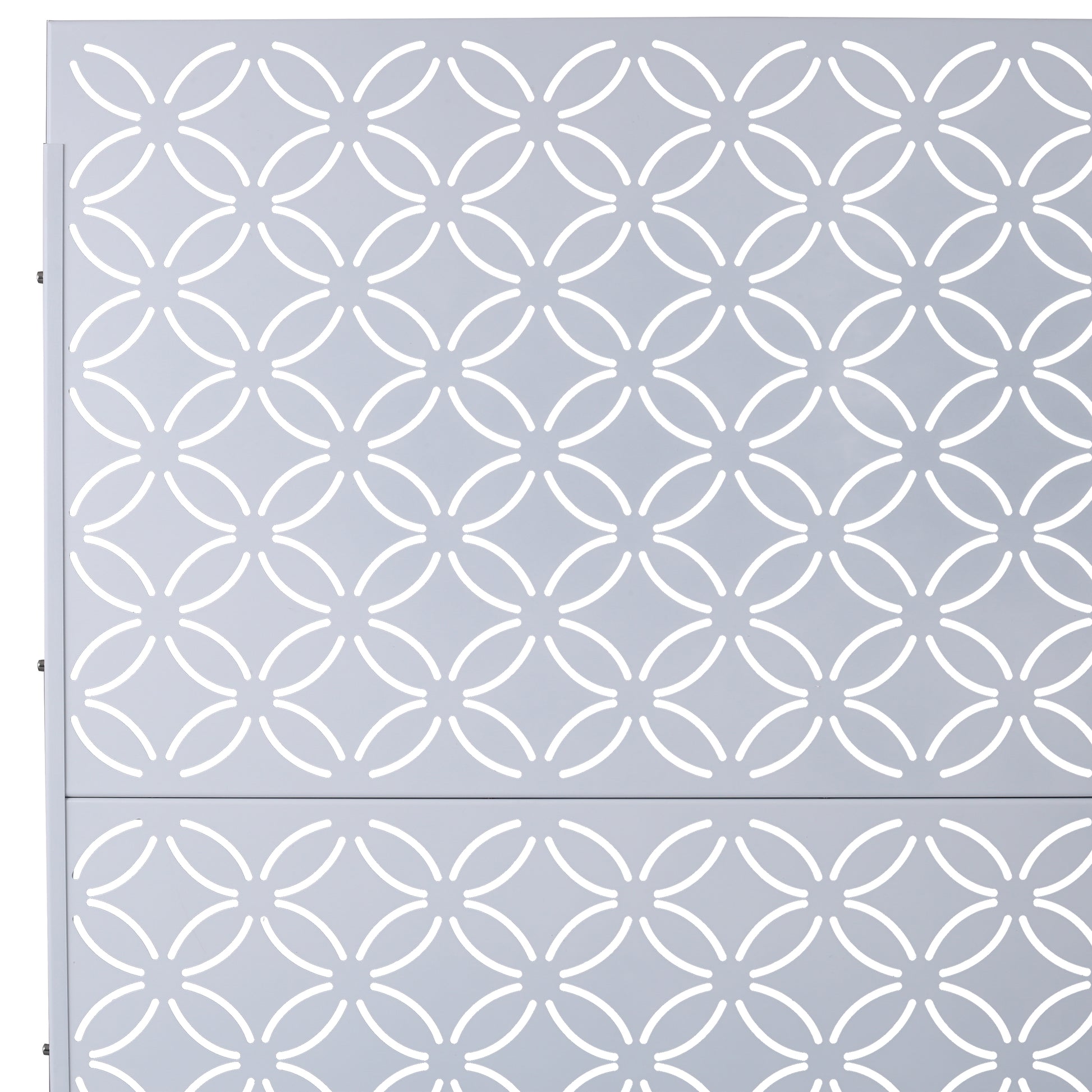 Light gray decorative screen with white interlocking circles pattern