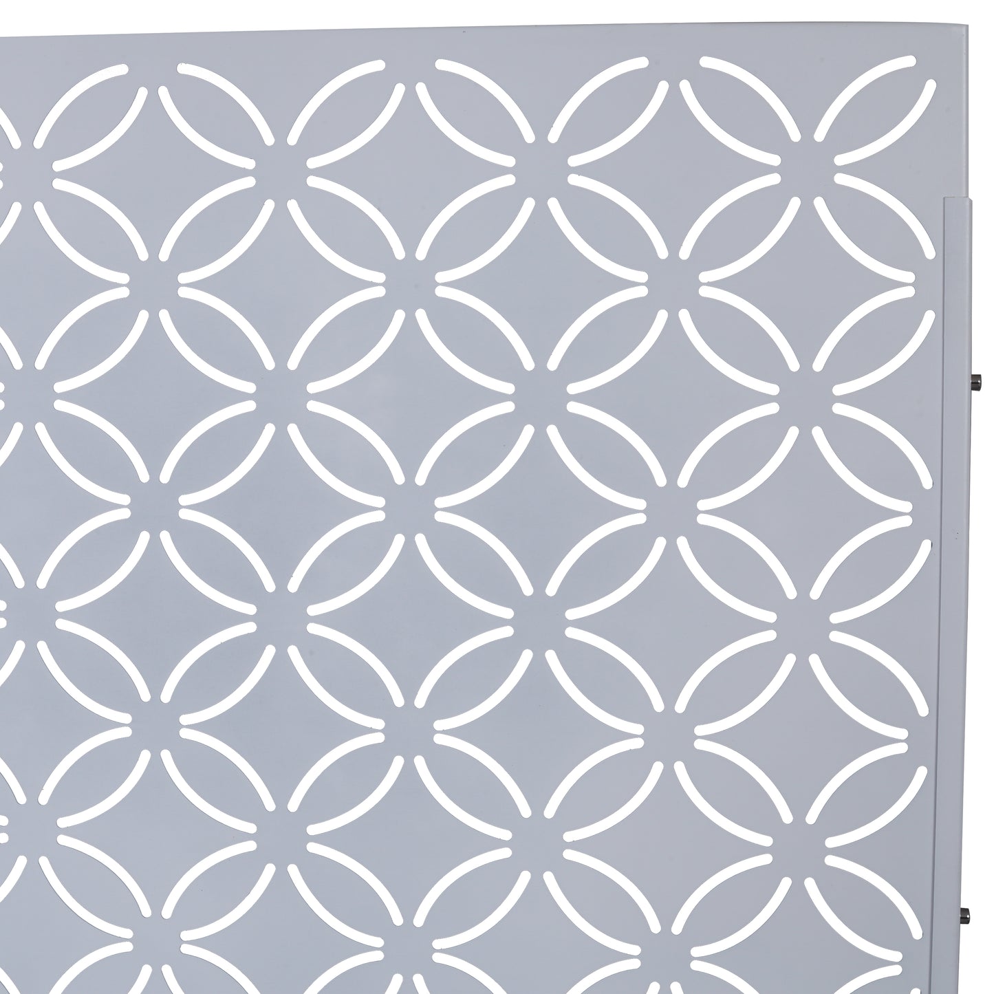 Gray metal decorative screen with interlocking circle pattern