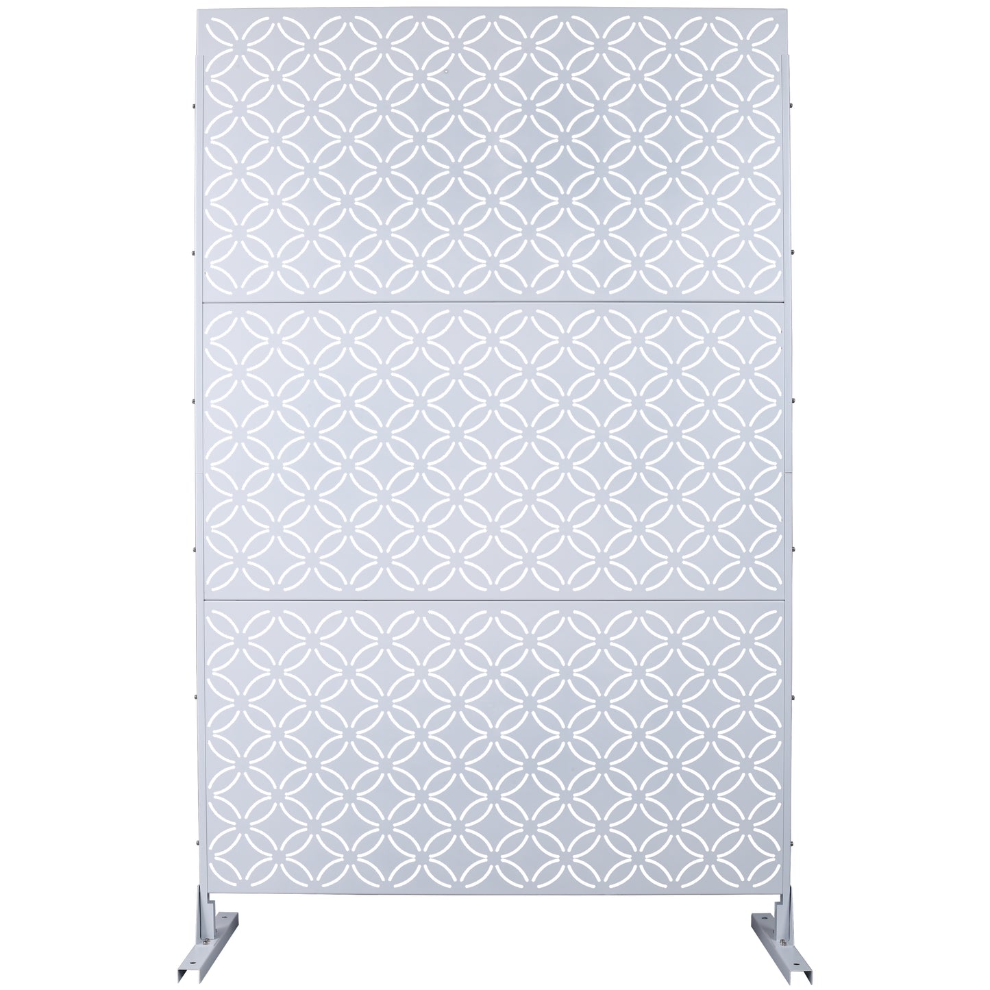 Light gray outdoor privacy screen with interlocking circular pattern