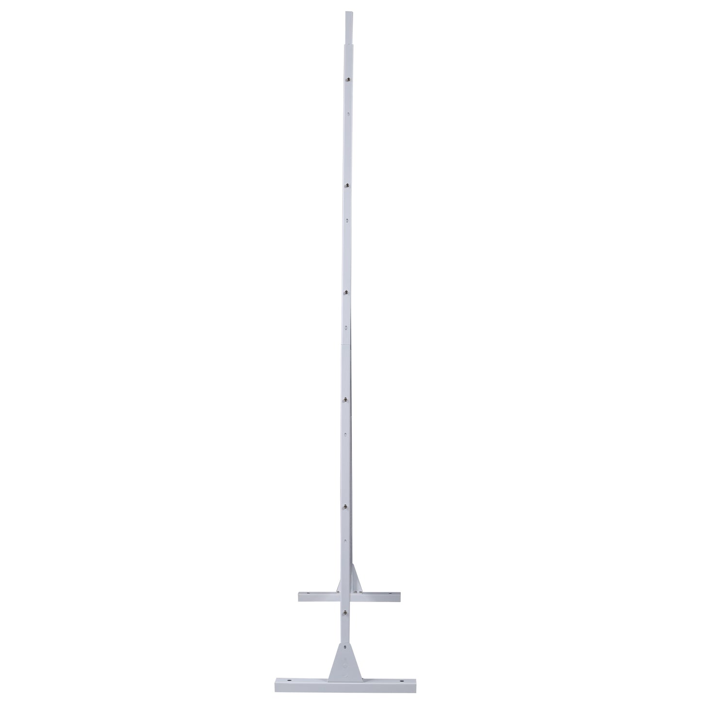 White adjustable studio backdrop stand with a sturdy Hshaped base