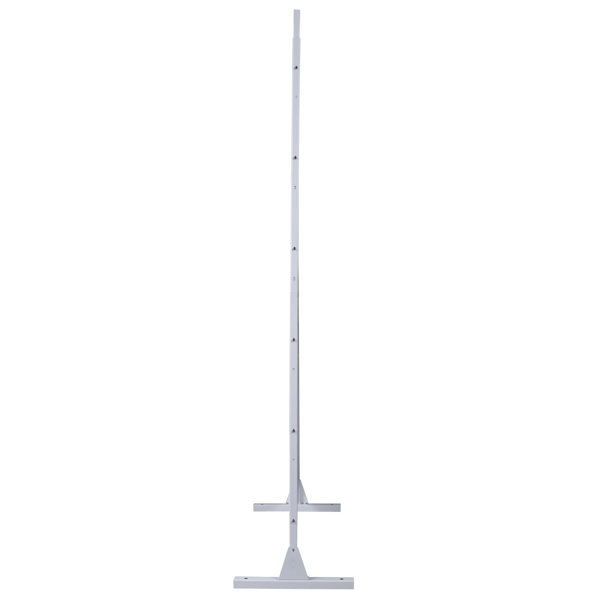 White adjustable studio backdrop stand with a sturdy Hshaped base
