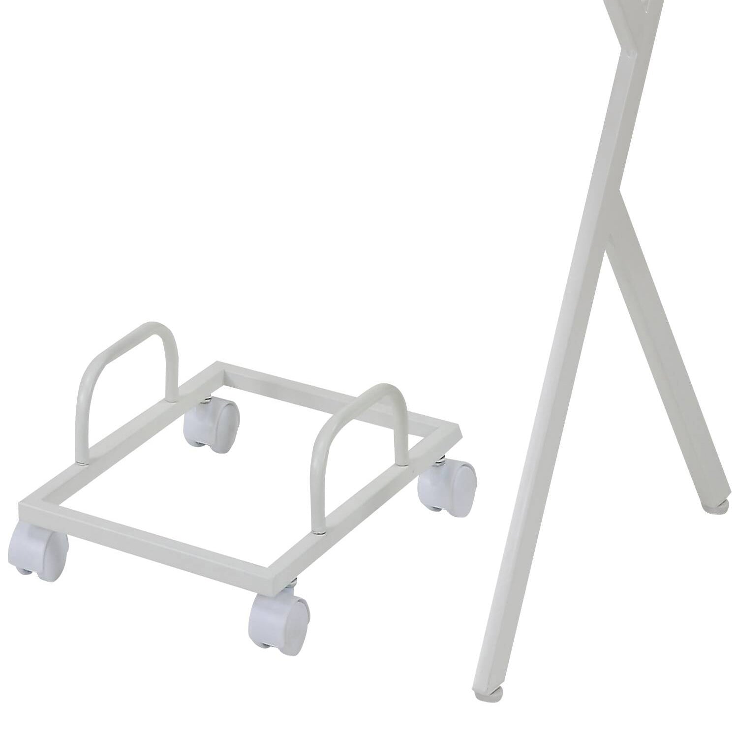 White metal CPU stand with wheels and handles for easy PC movement