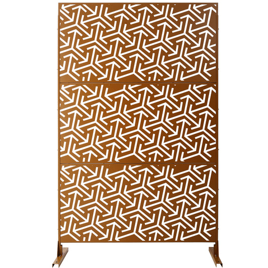Bronze metal garden screen with geometric lasercut pattern ideal for outdoor privacy