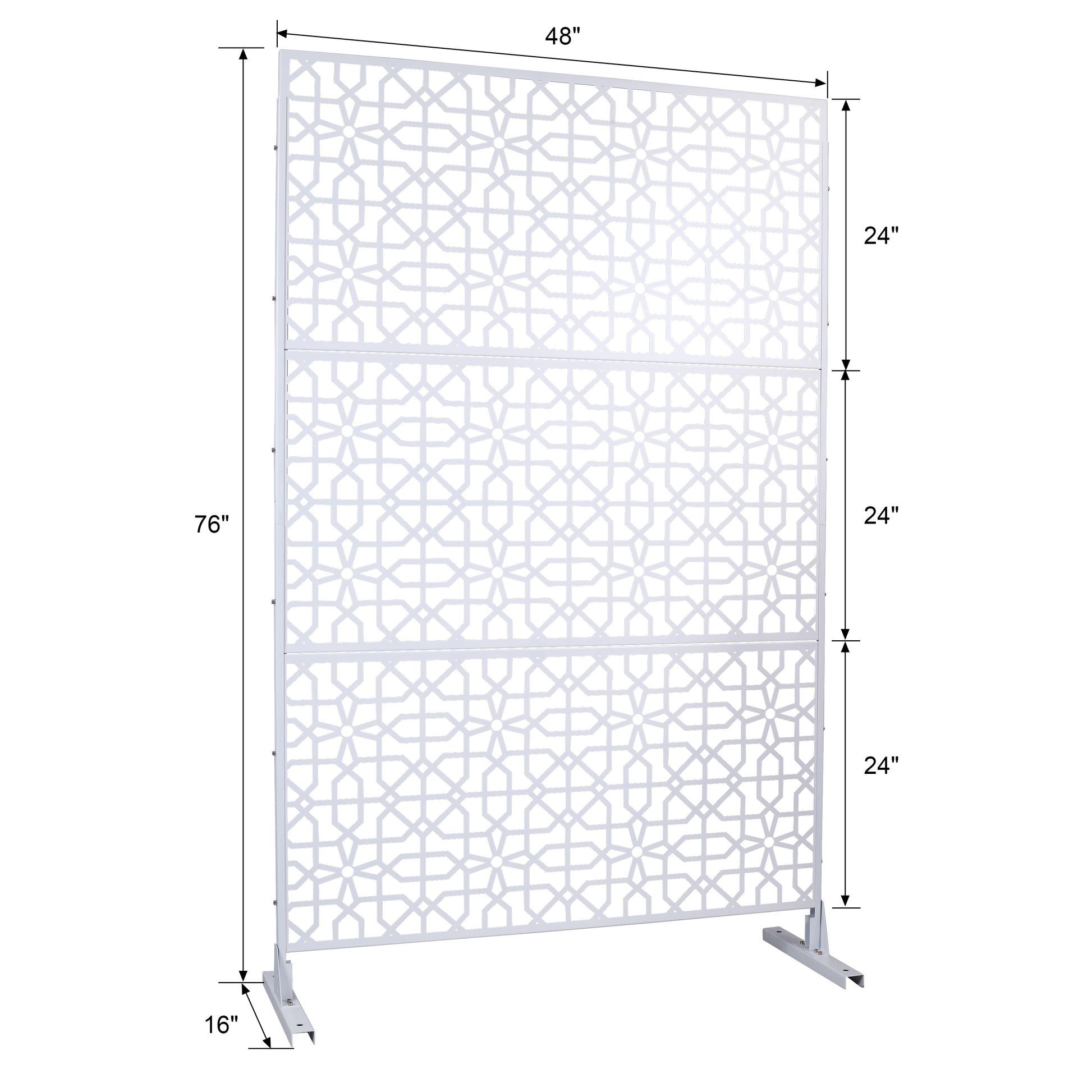 White geometric privacy screen with Moorish design  tall for indooroutdoor use