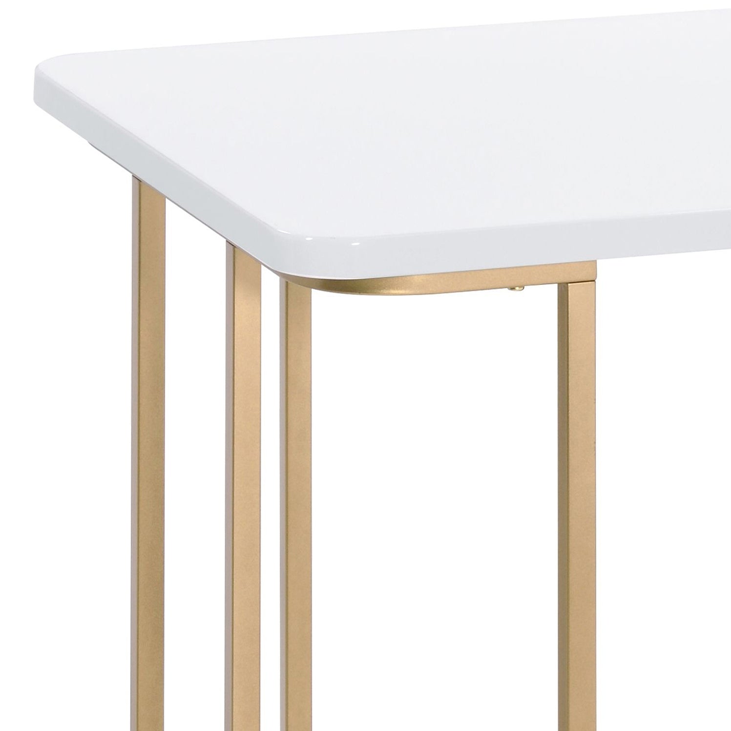 Modern white table with gold metal legs