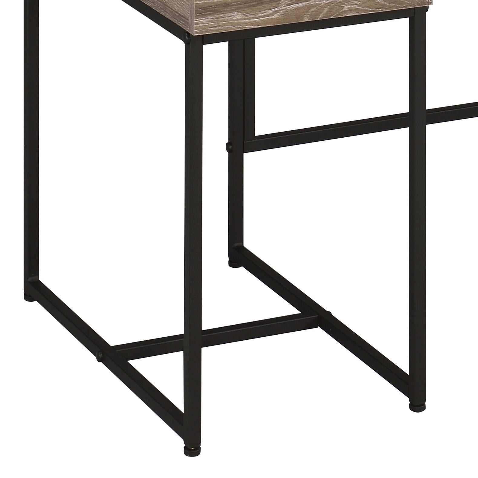 Rustic wood grain tabletop with black metal frame legs modern industrial desk design