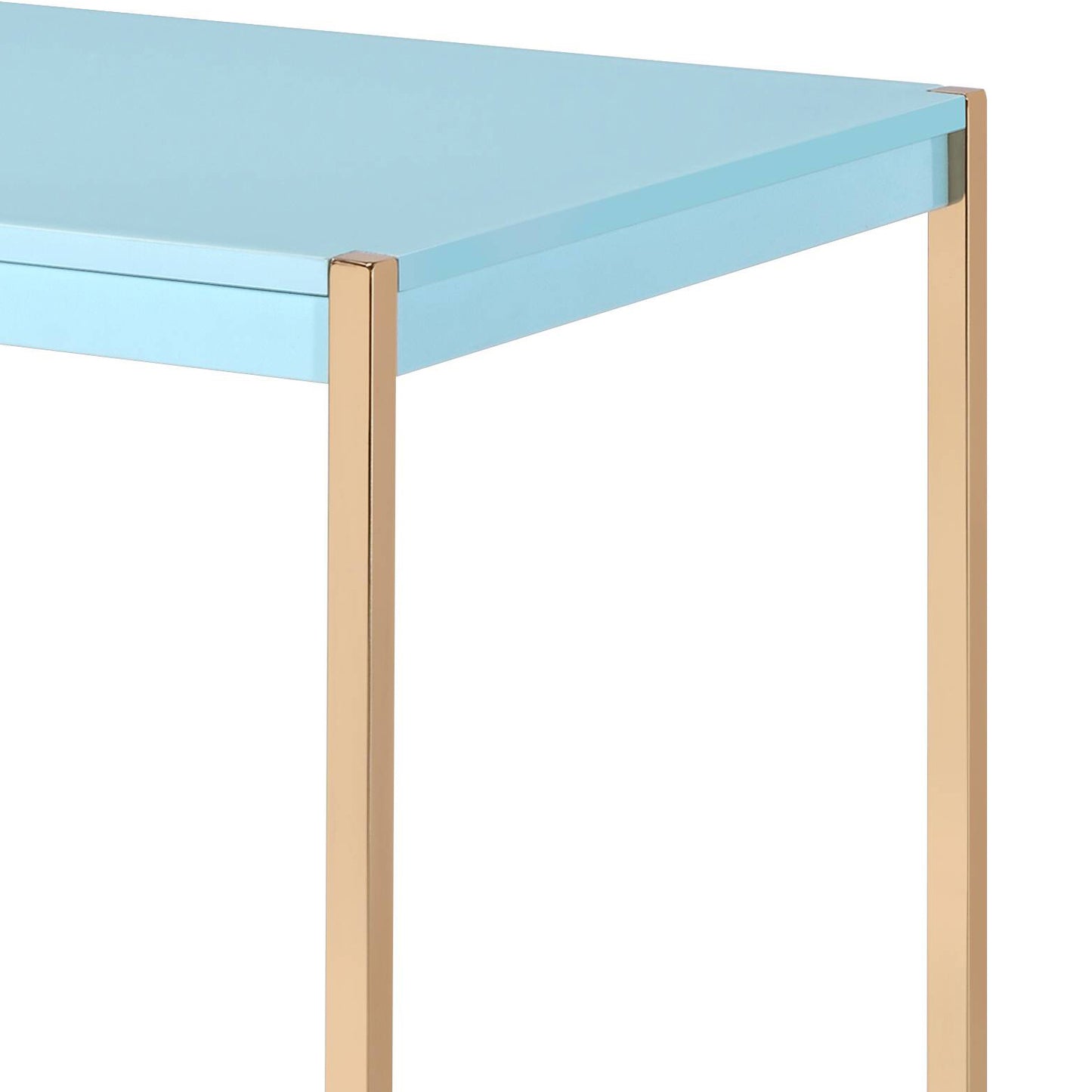 Sleek light blue desk with gold metal legs modern design for home office