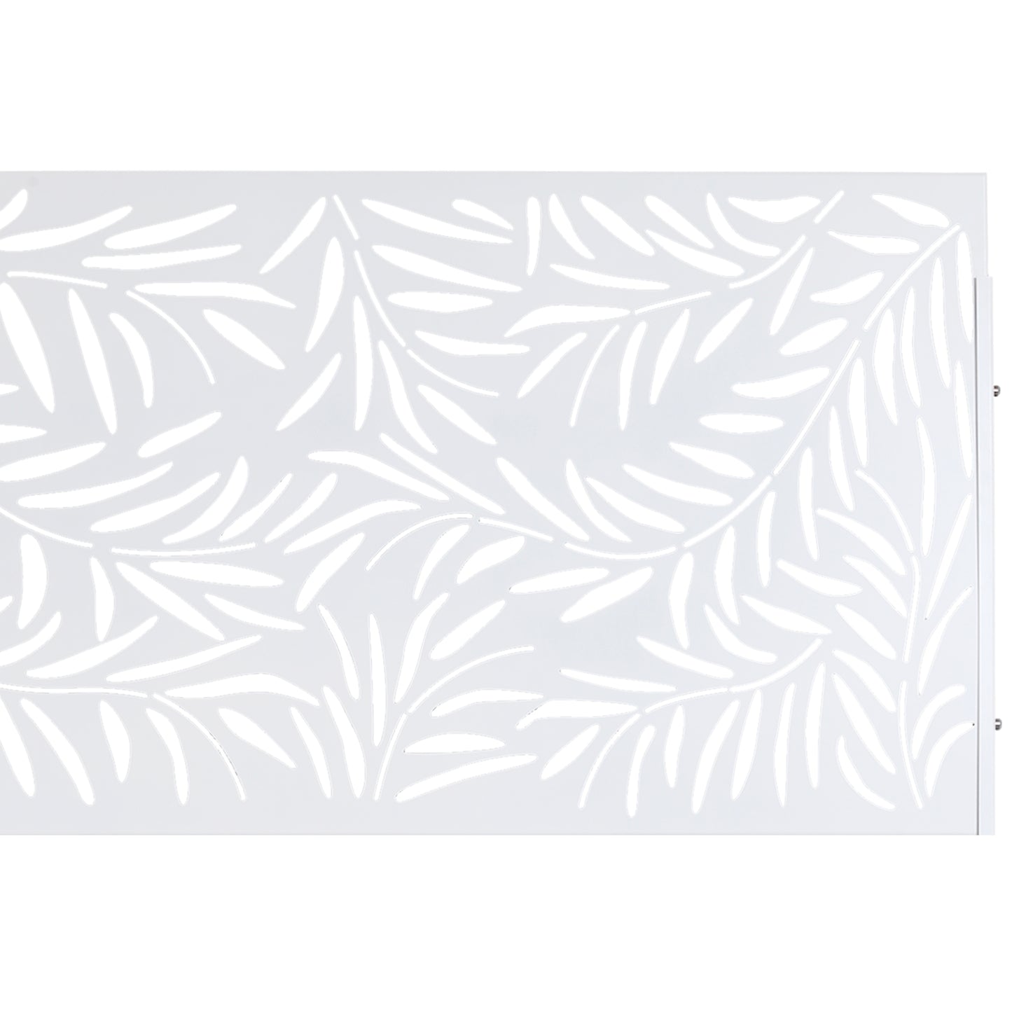 White decorative screen panel with flowing leaf stencil design