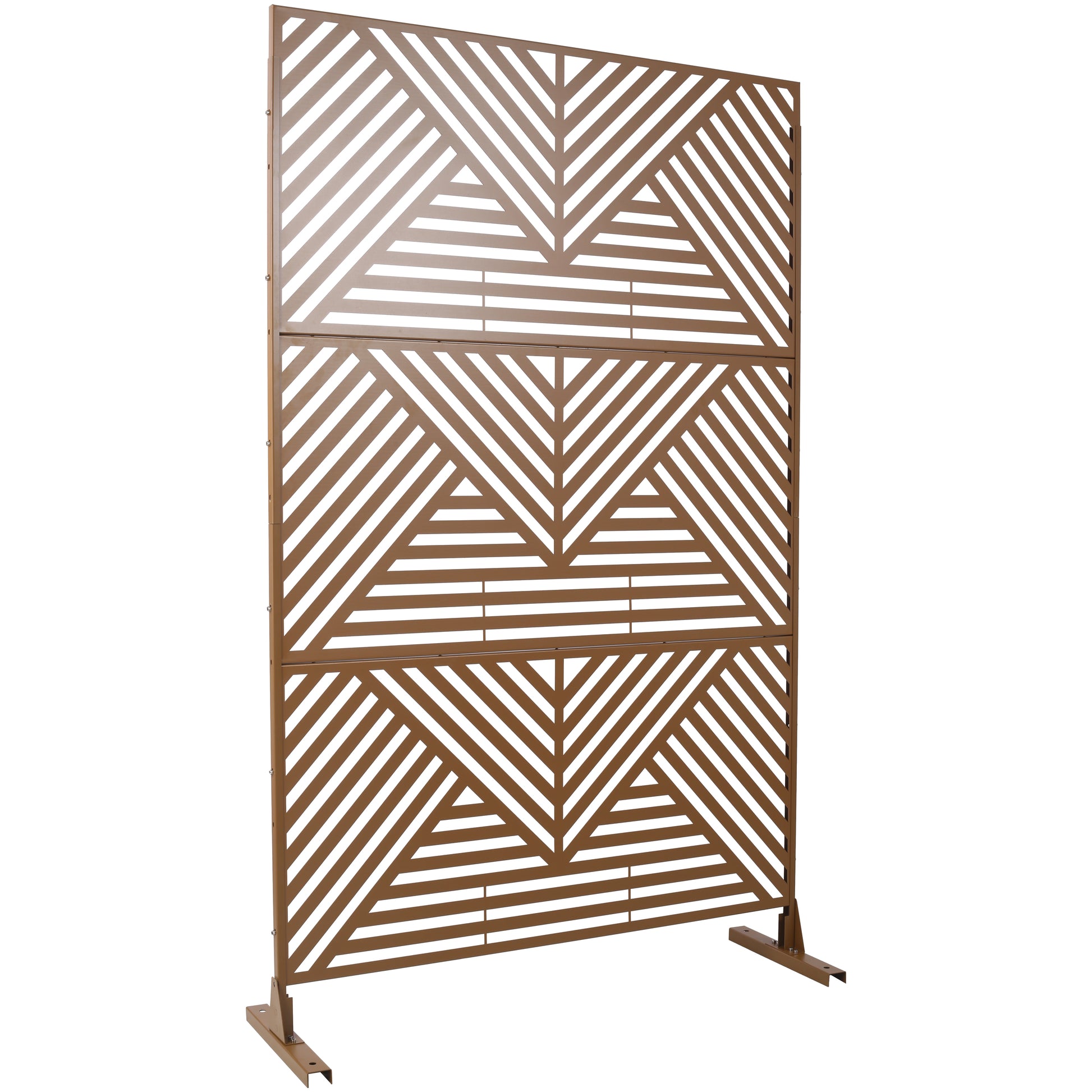 Bronze metal decorative screen with modern geometric pattern