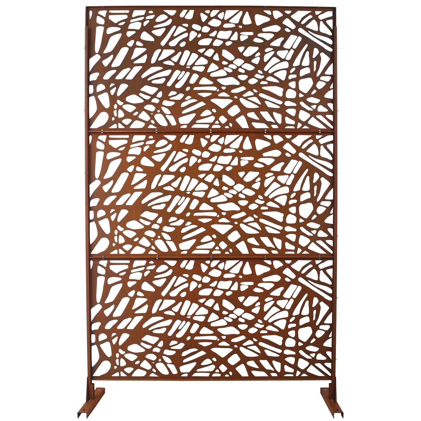 Rustic metal garden screen with abstract organic pattern cm tall